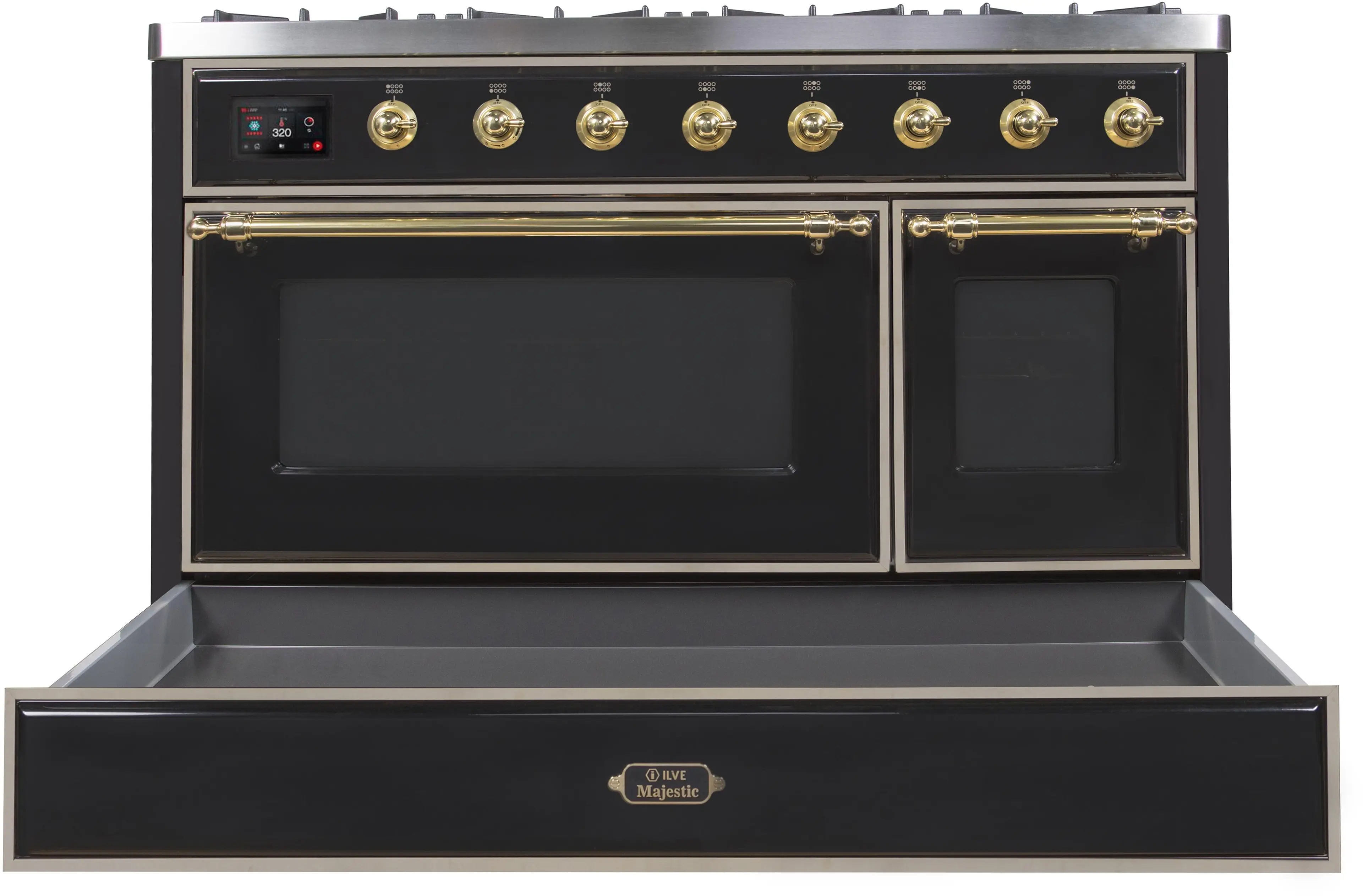 Ilve UM12FDNS3BKGLP Liquid Propane In Glossy Black W/ Brass Trim