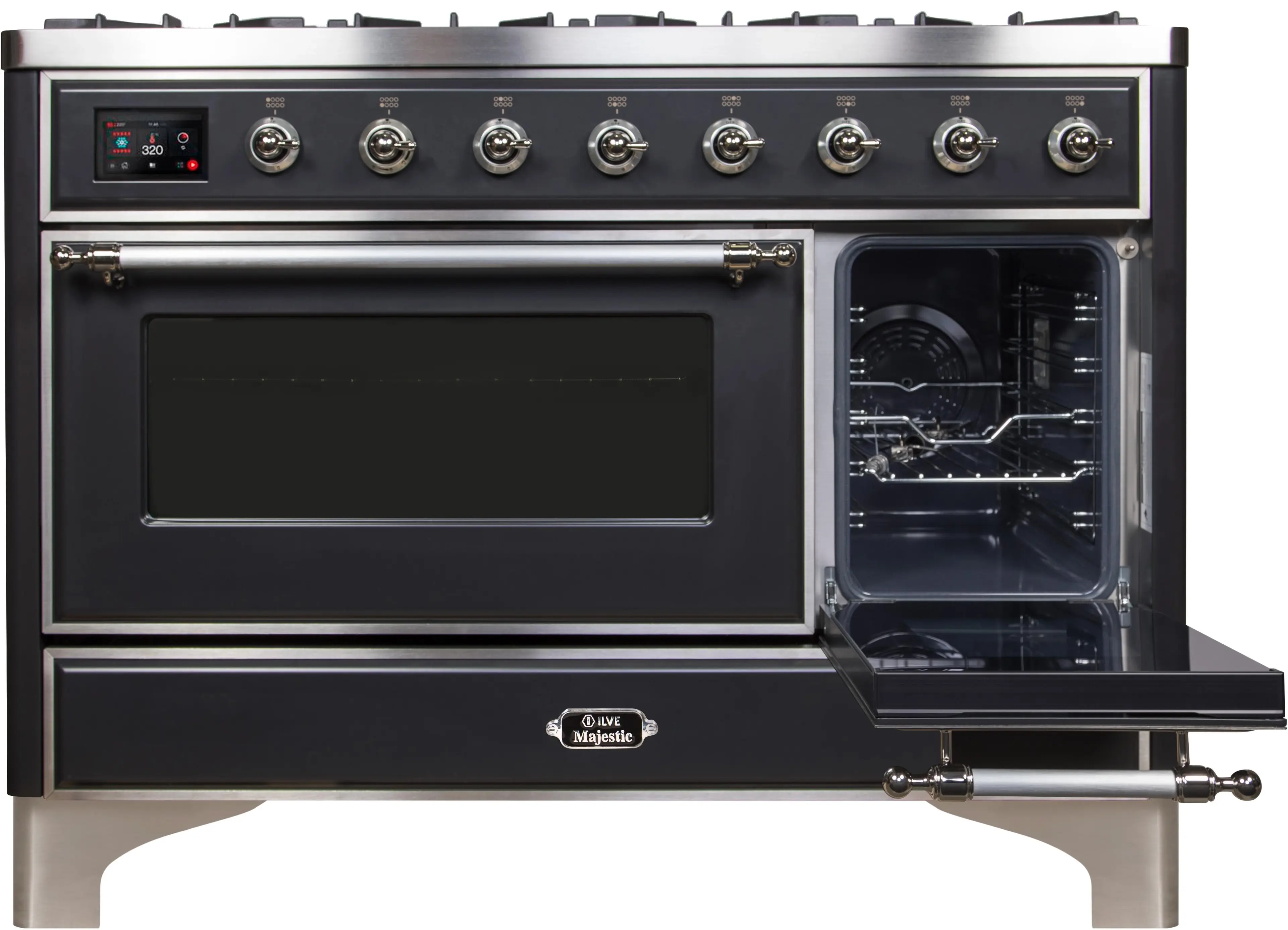 Ilve UM12FDNS3MGCLP Liquid Propane In Matte Graphite W/ Chrome Trim