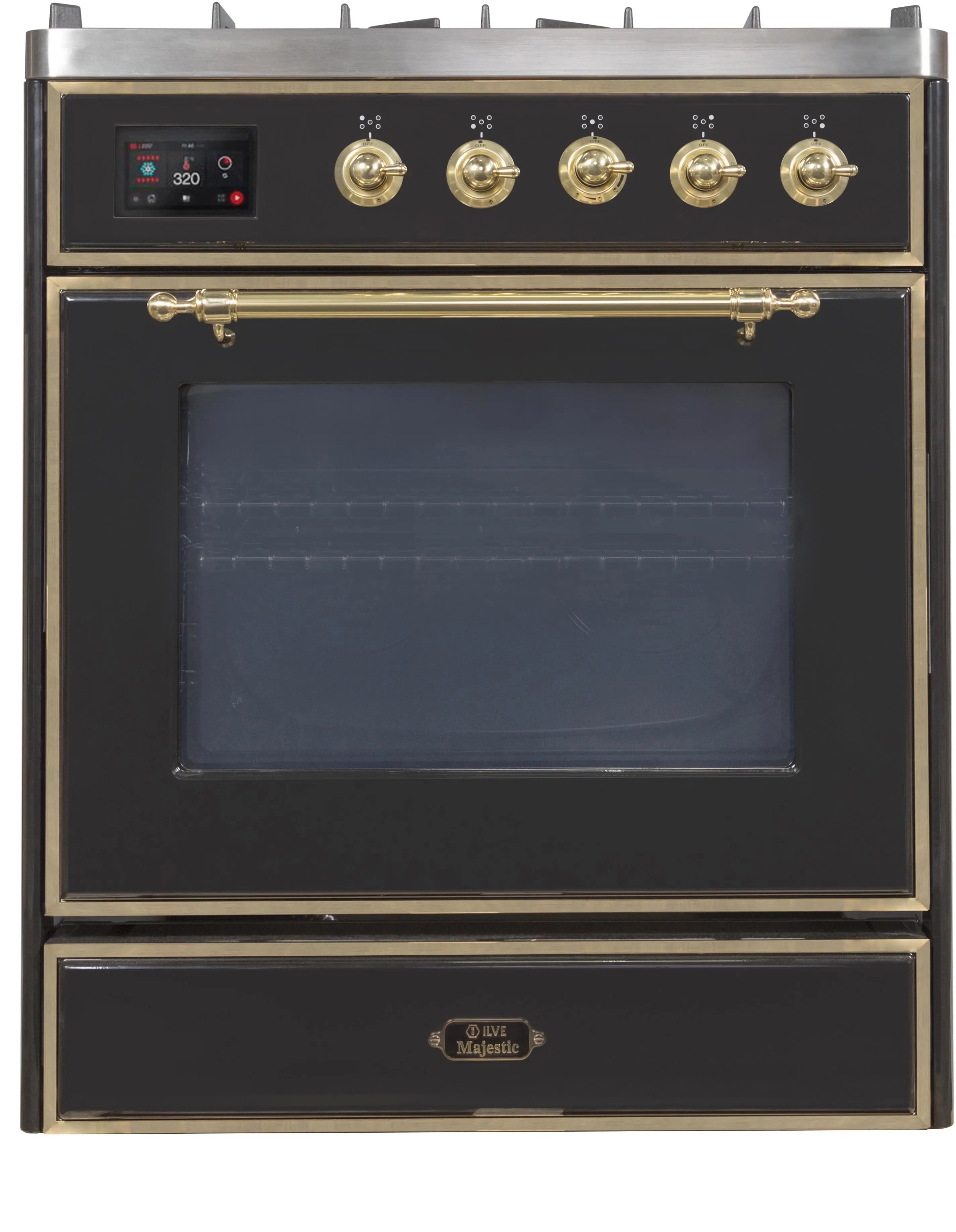 Ilve UM30DNE3BKGLP Liquid Propane In Glossy Black W/ Brass Trim