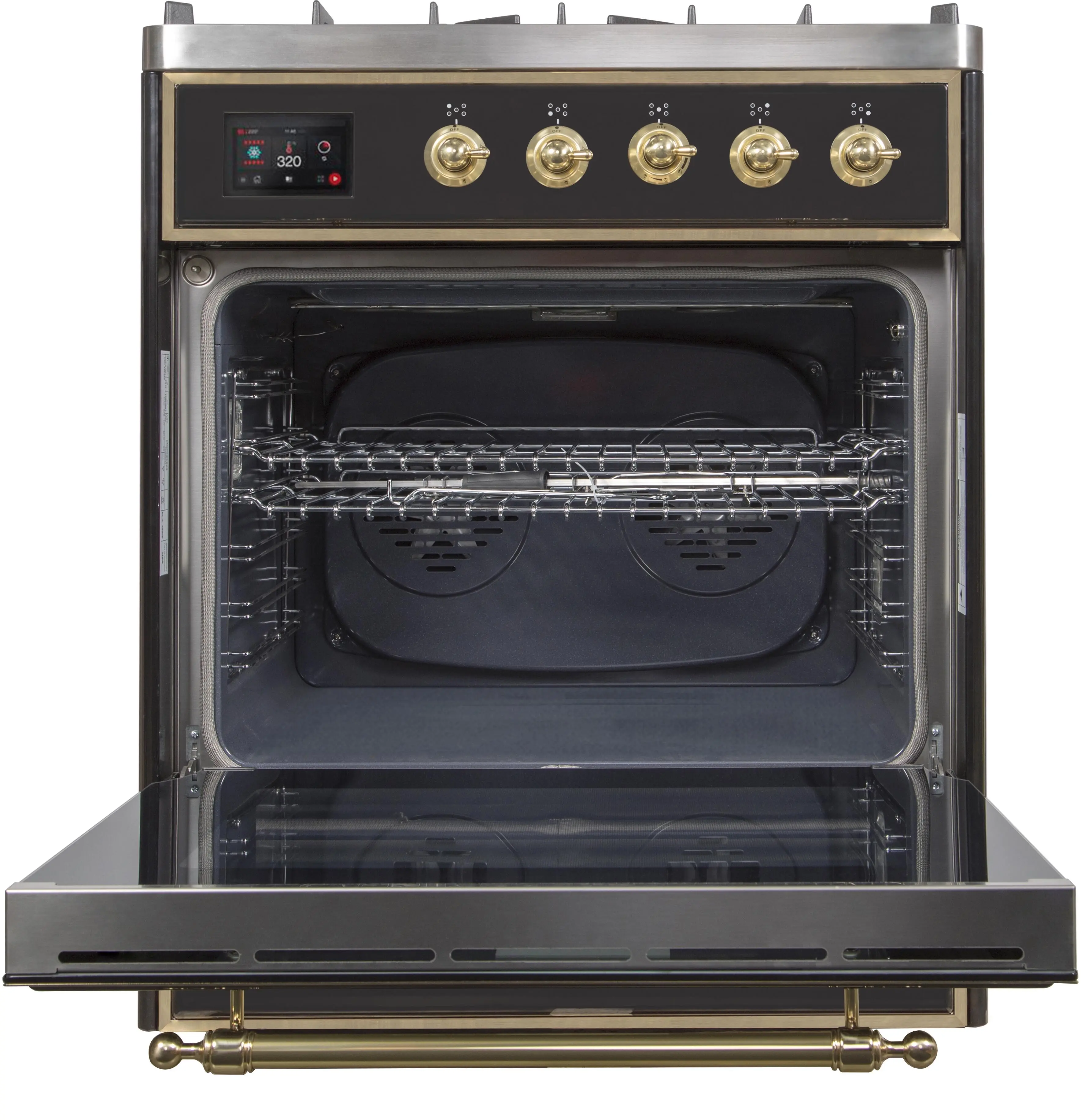 Ilve UM30DNE3BKGLP Liquid Propane In Glossy Black W/ Brass Trim