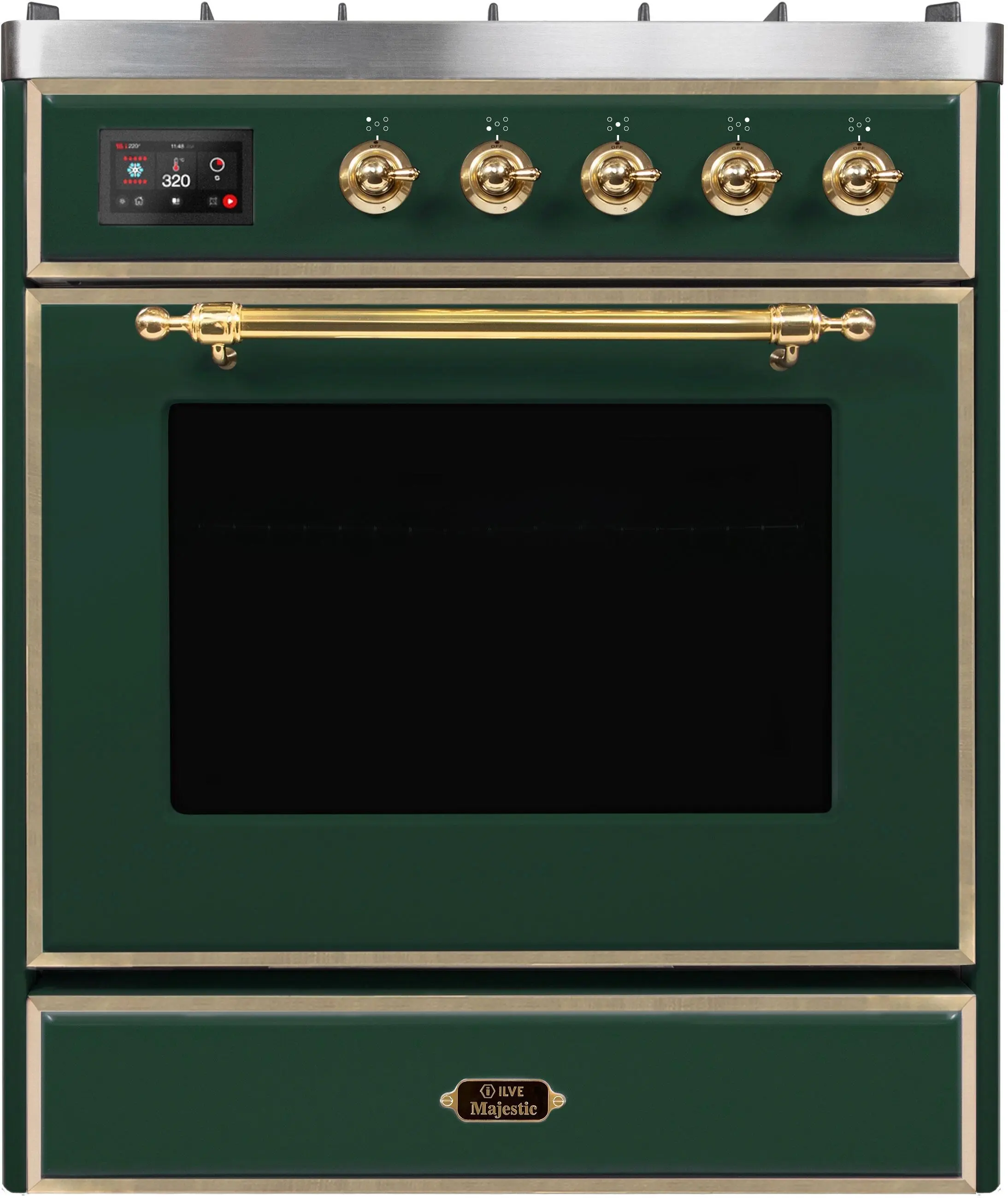 Ilve UM30DNE3EGGLP Liquid Propane In Emerald Green W/ Brass Trim