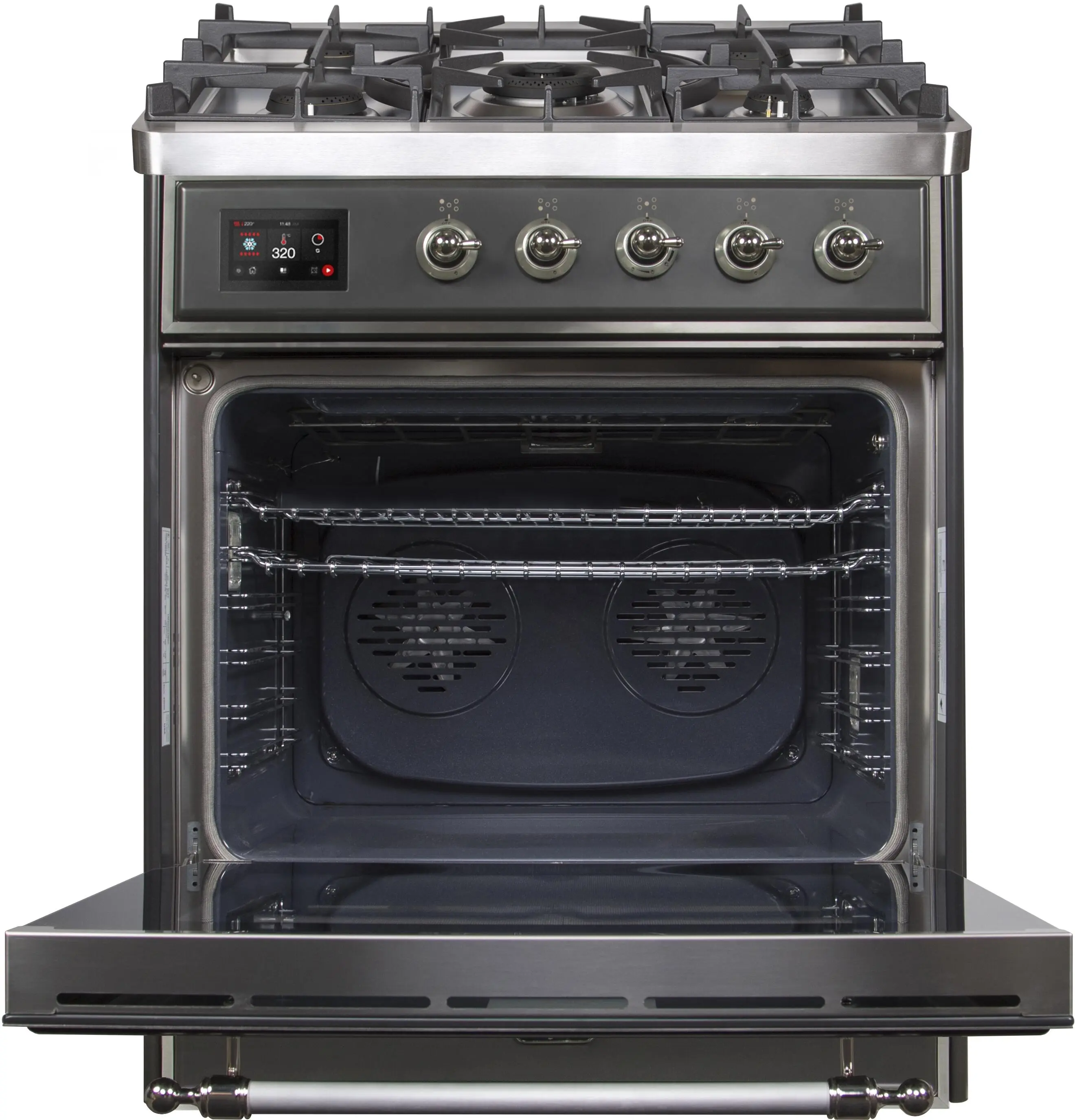 Ilve UM30DNE3MGCLP Liquid Propane In Matte Graphite W/ Chrome Trim