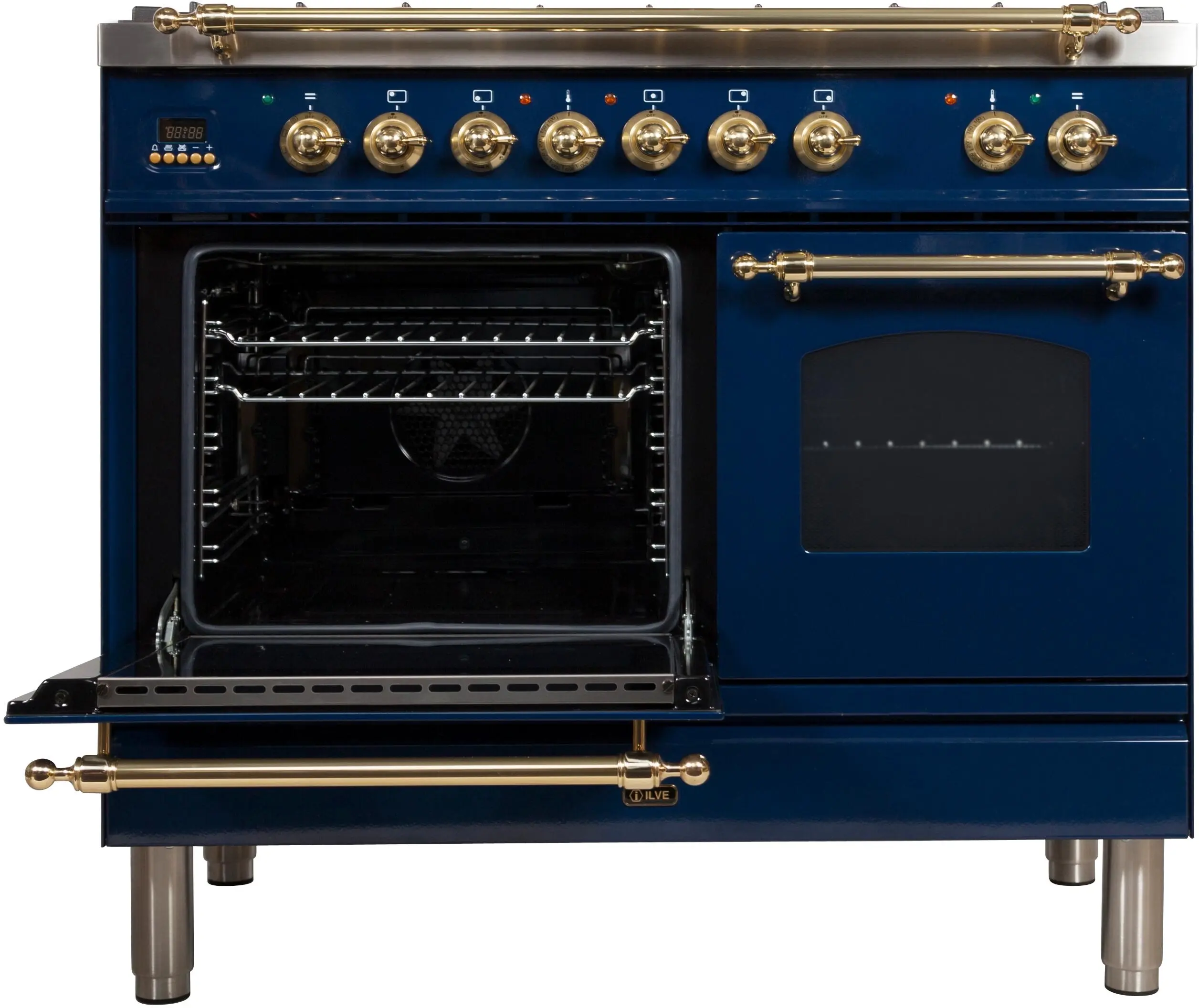 Ilve UPDN100FDMPBLLP Liquid Propane In Midnight Blue W/ Brass Trim