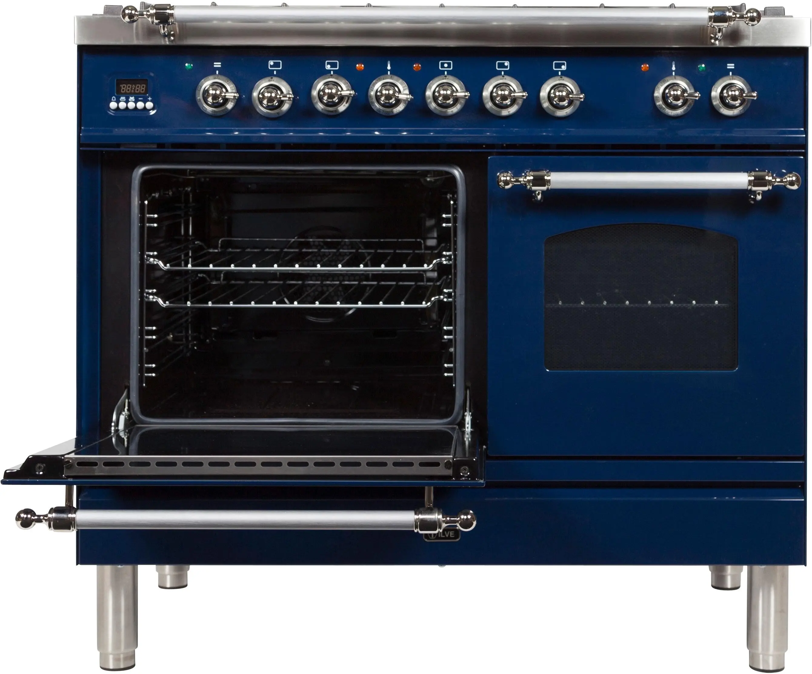 Ilve UPDN100FDMPBLXLP Liquid Propane In Midnight Blue W/ Chrome Trim