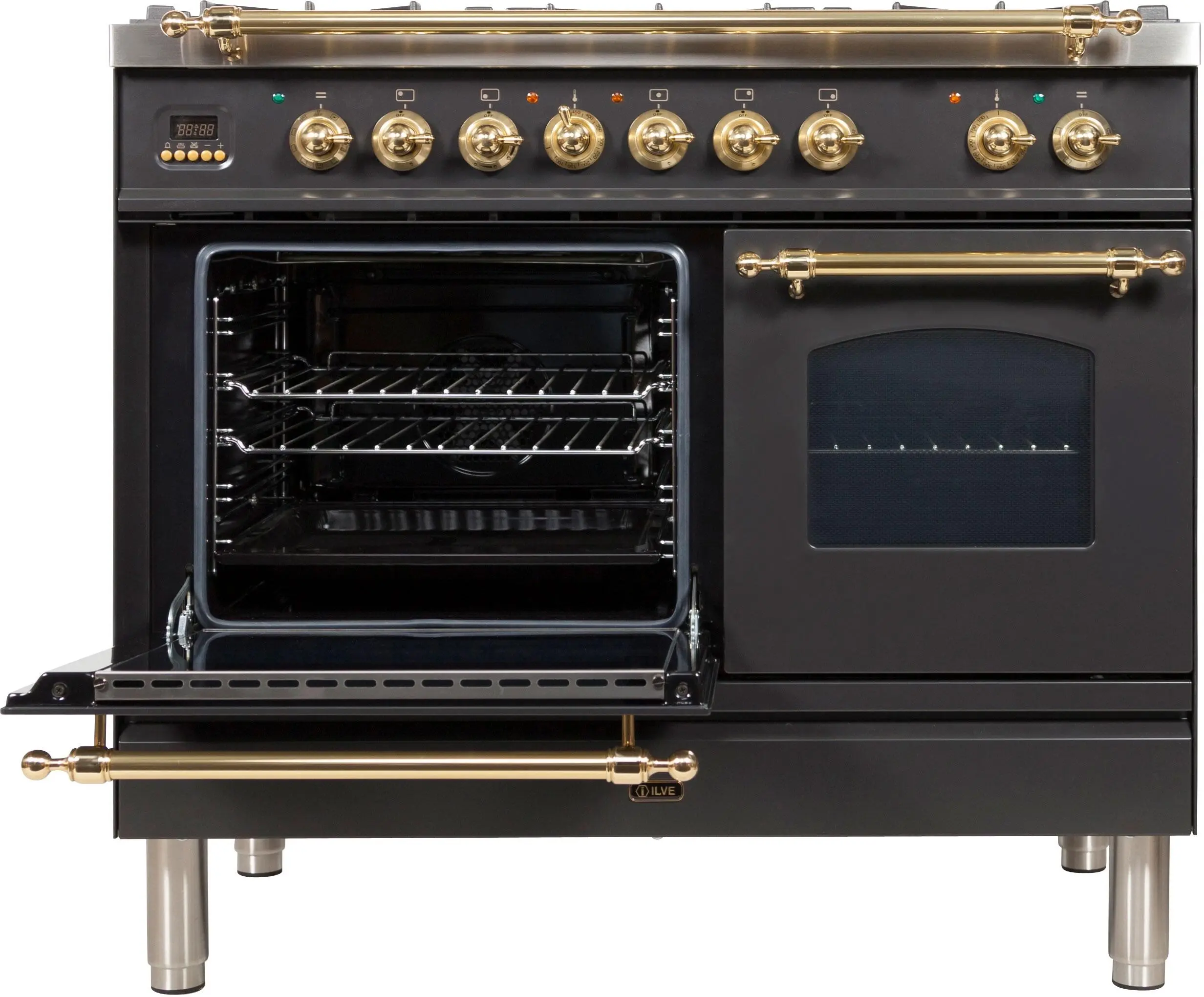 Ilve UPDN100FDMPMLP Liquid Propane In Matte Graphite W/ Brass Trim