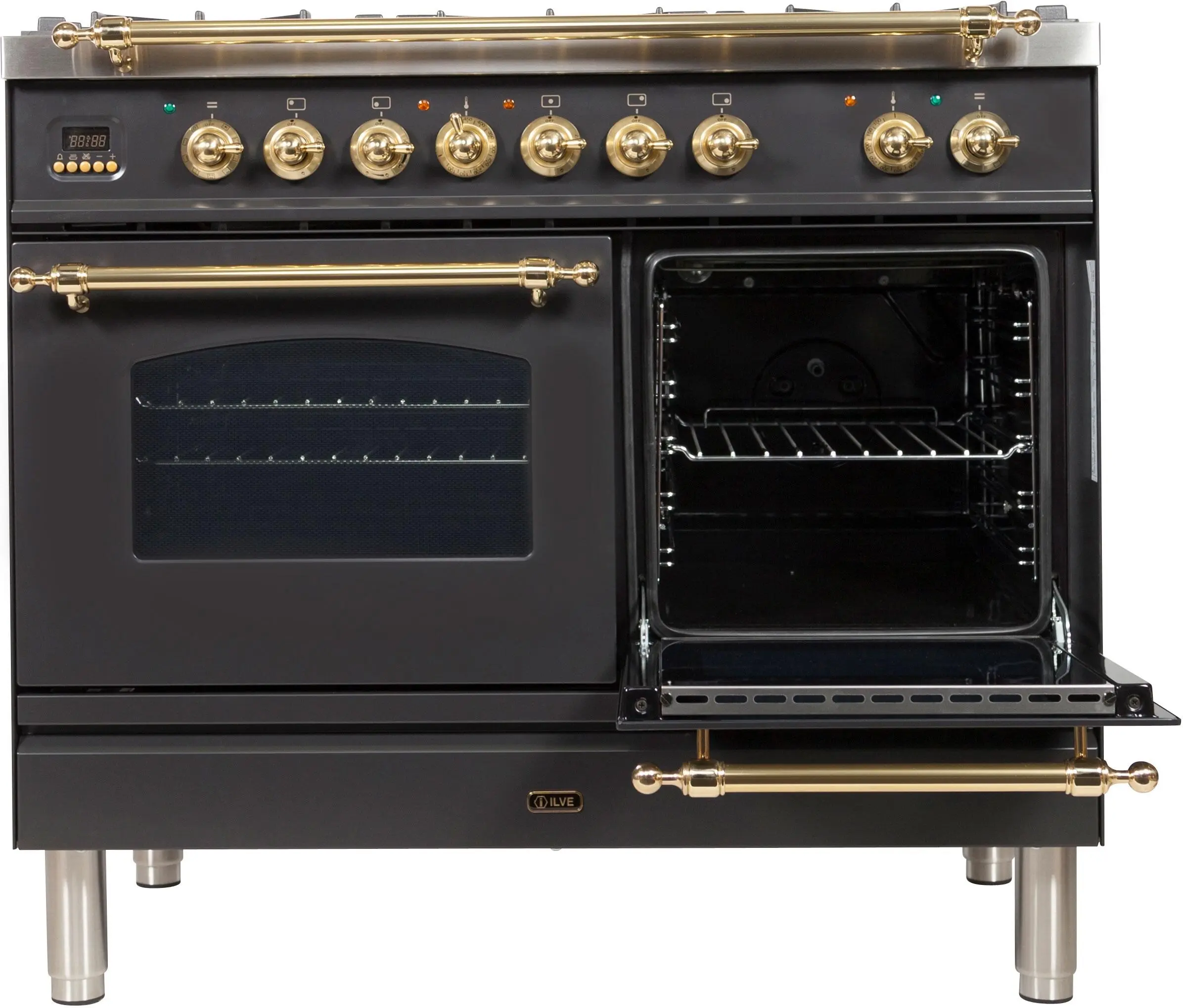 Ilve UPDN100FDMPMLP Liquid Propane In Matte Graphite W/ Brass Trim