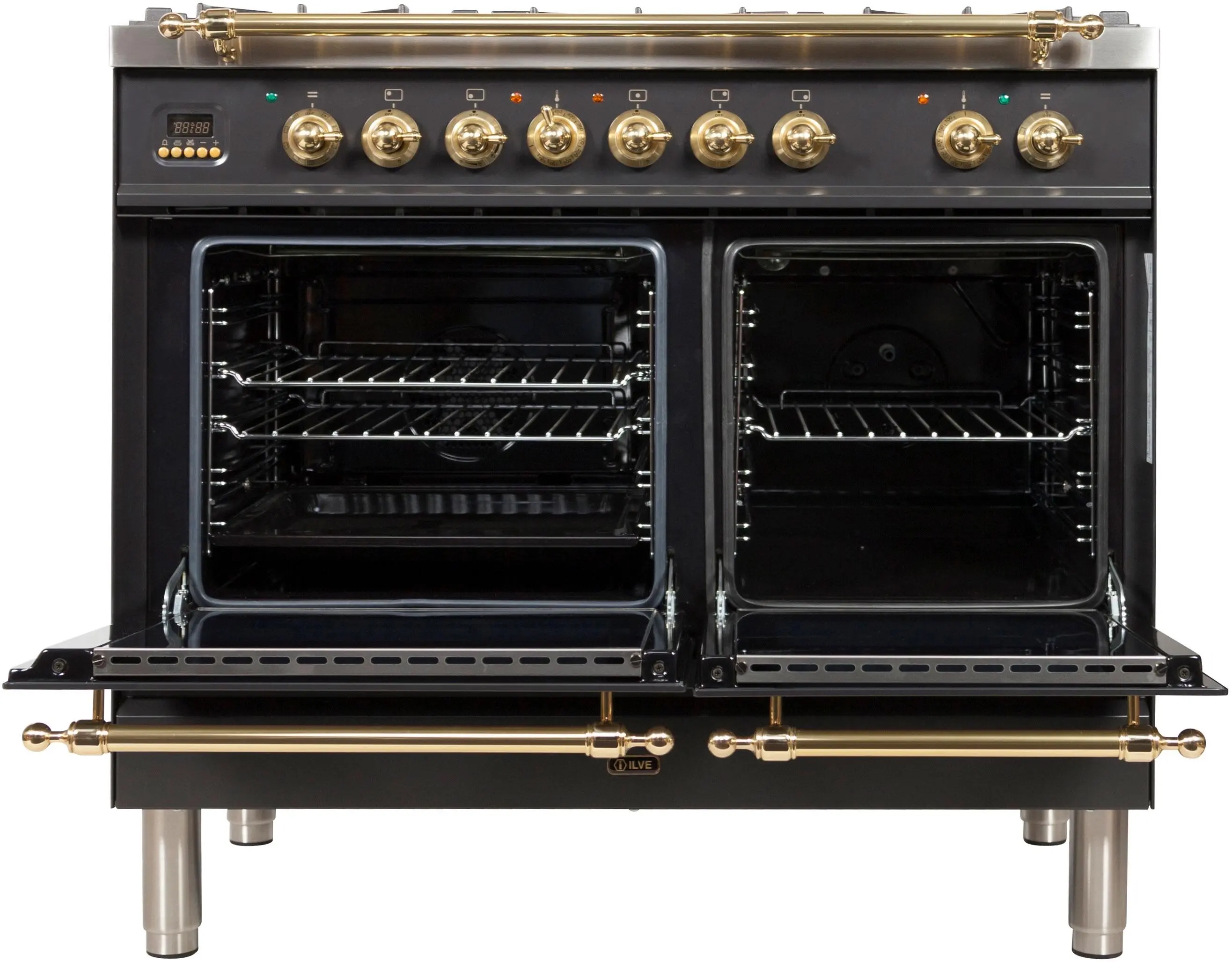 Ilve UPDN100FDMPMLP Liquid Propane In Matte Graphite W/ Brass Trim