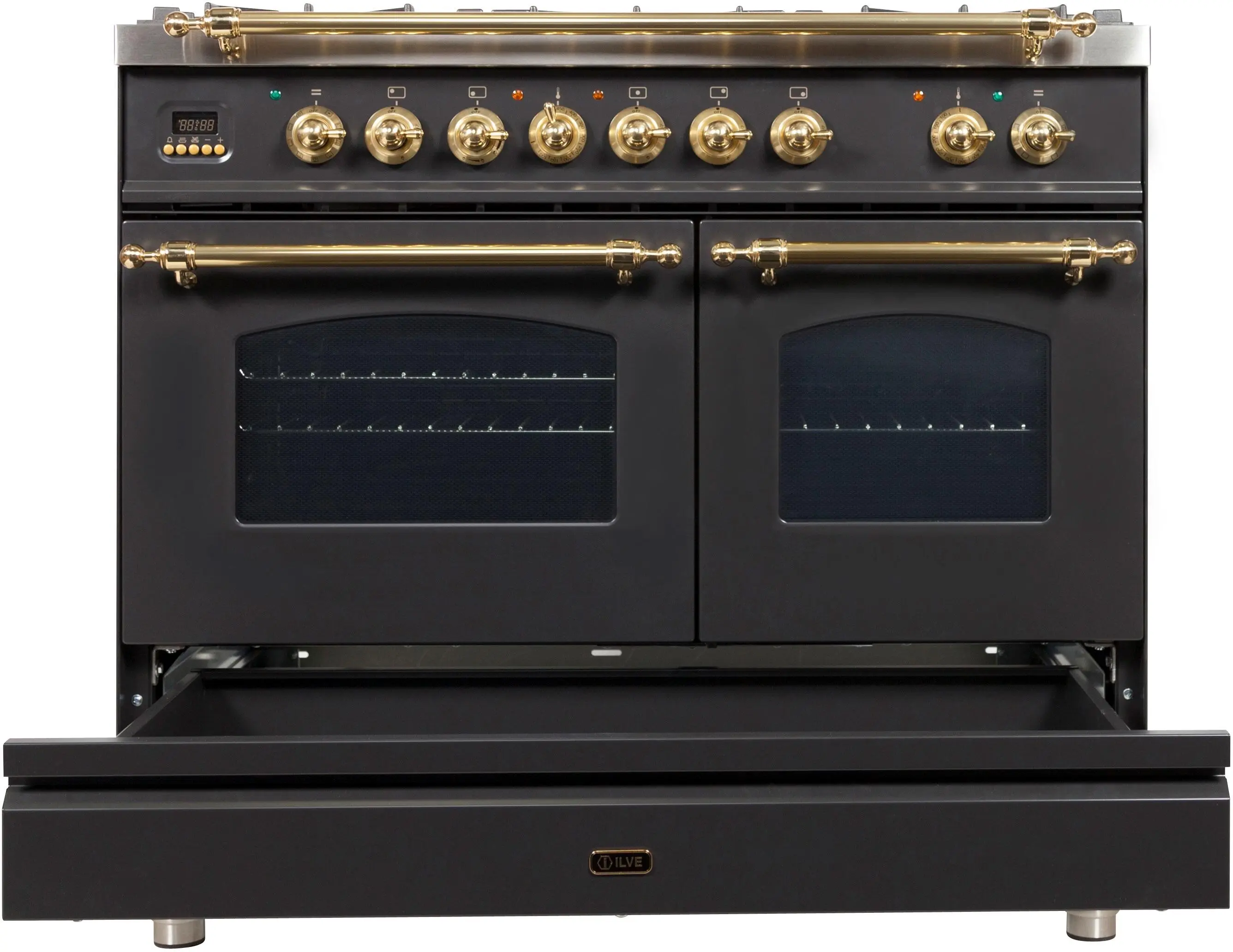 Ilve UPDN100FDMPMLP Liquid Propane In Matte Graphite W/ Brass Trim