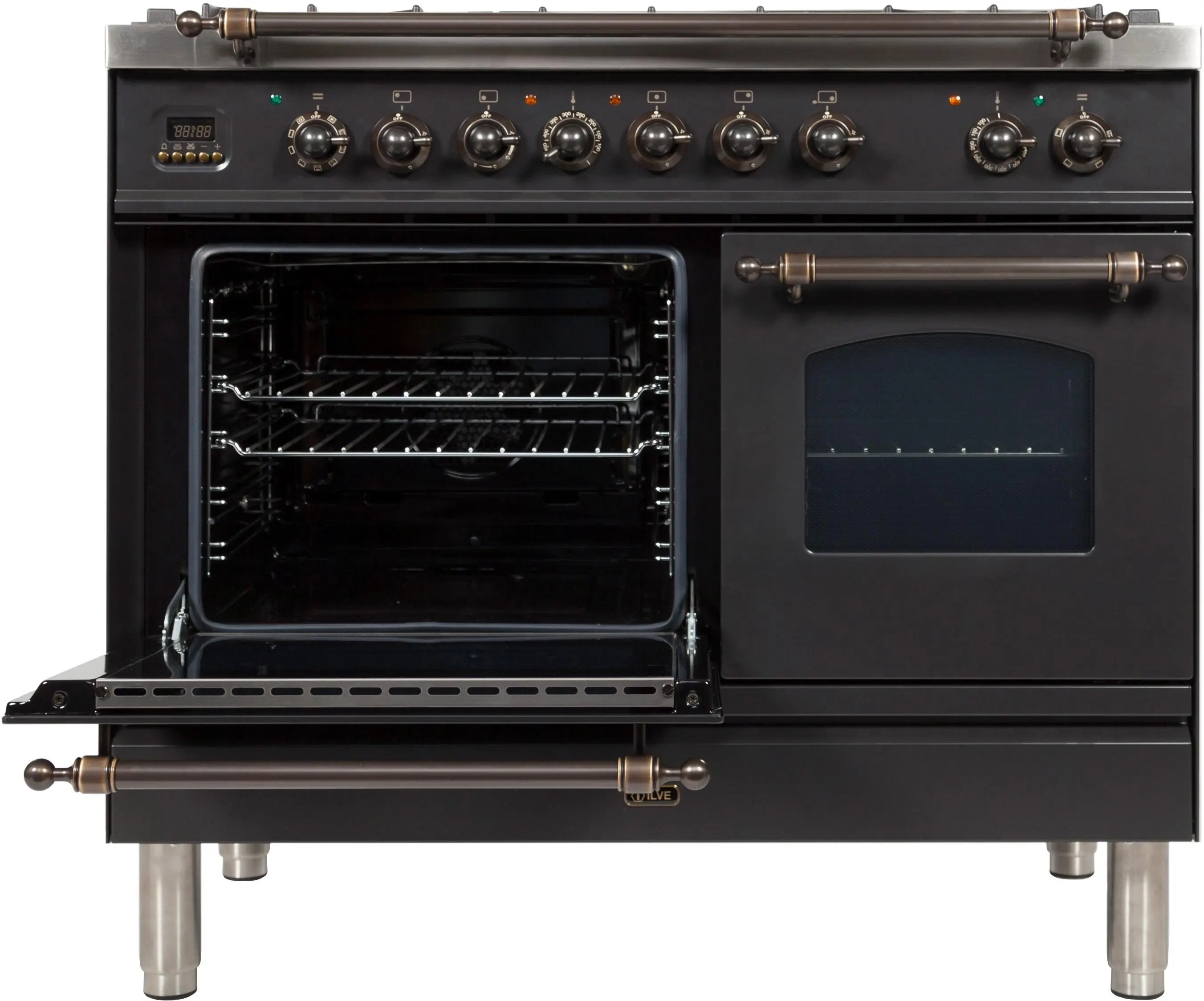 Ilve UPDN100FDMPMYLP Liquid Propane In Matte Graphite W/ Bronze Trim