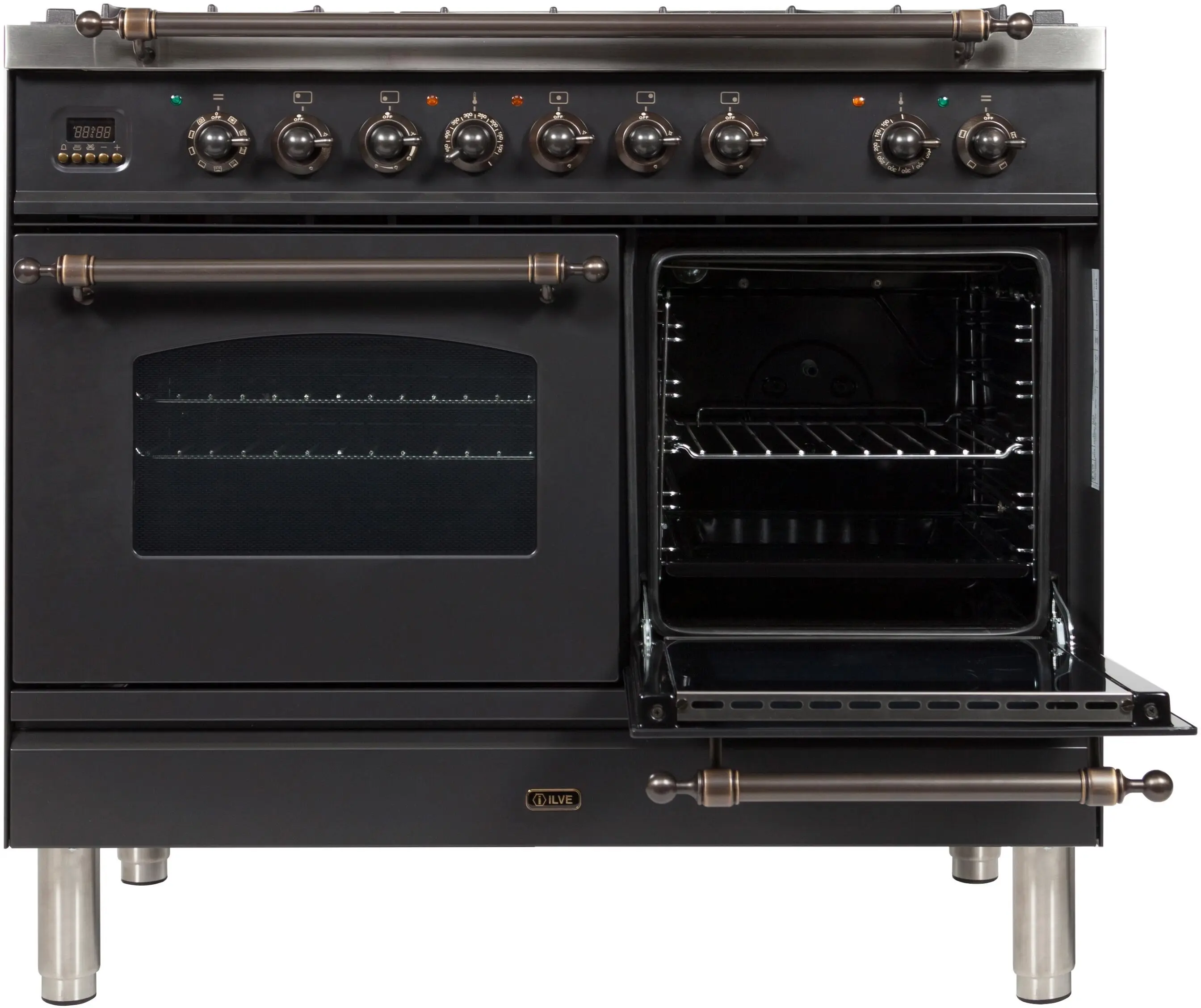 Ilve UPDN100FDMPMYLP Liquid Propane In Matte Graphite W/ Bronze Trim