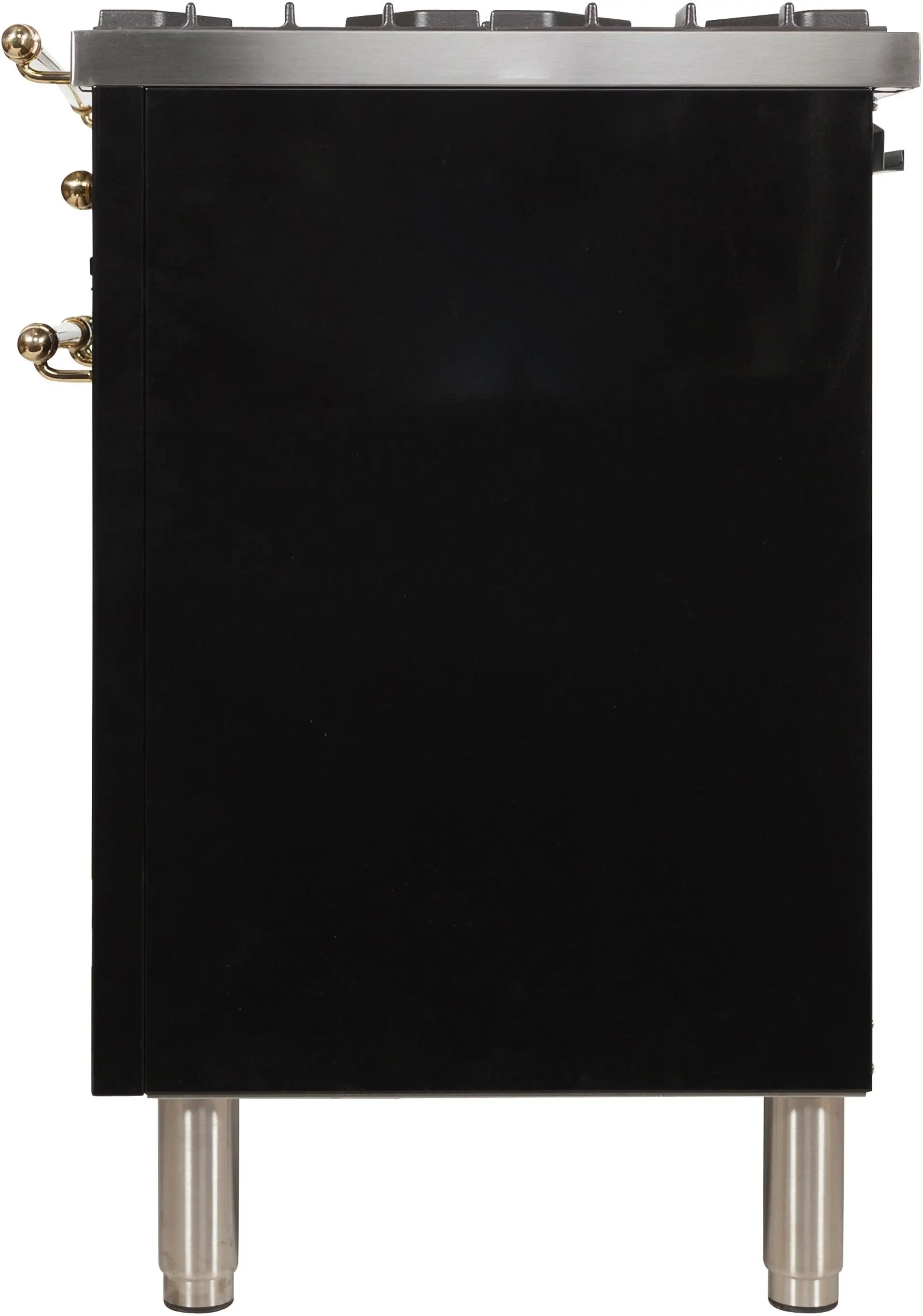 Ilve UPDN100FDMPNLP Liquid Propane In Glossy Black W/ Brass Trim