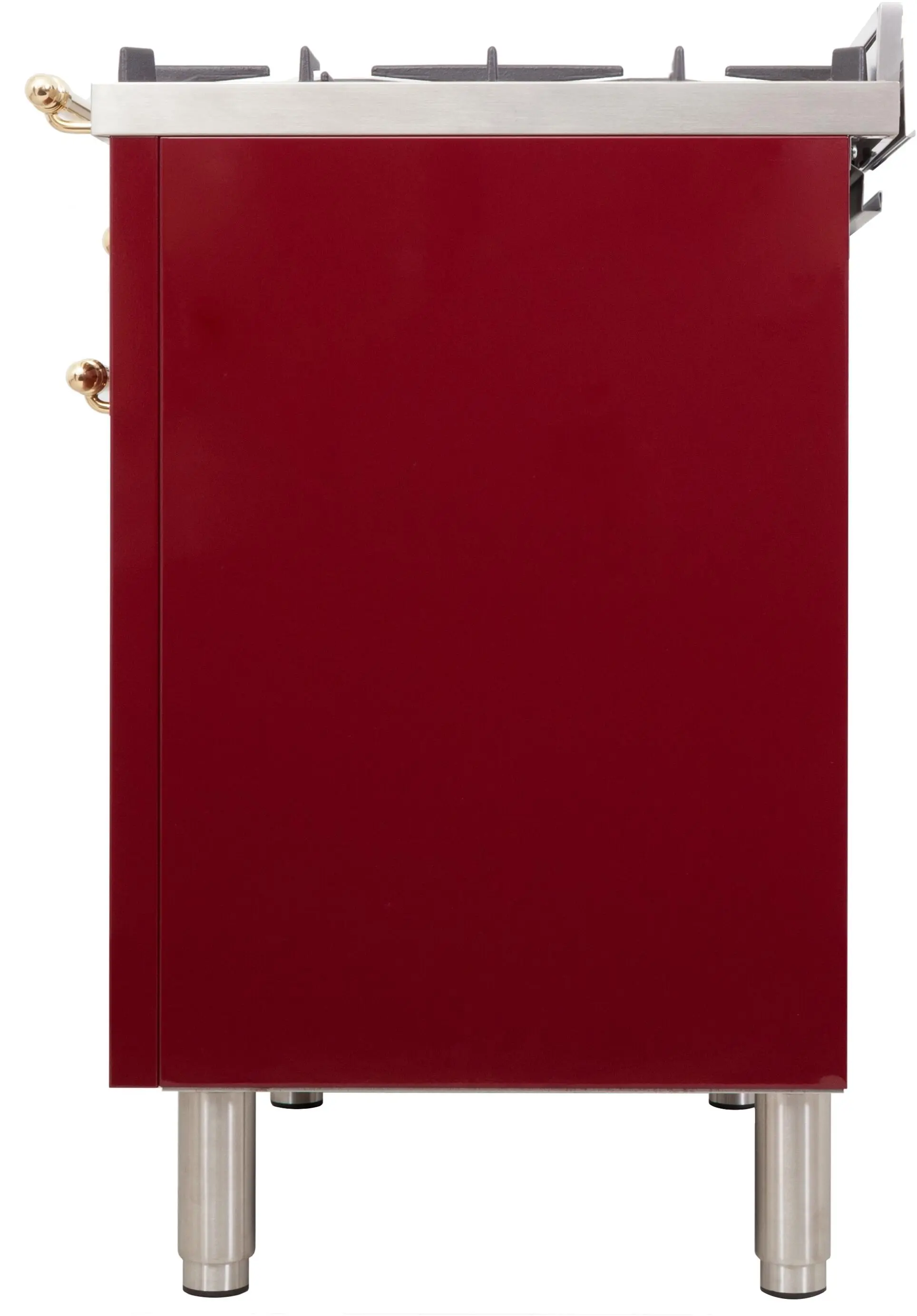 Ilve UPDN100FDMPRBLP Liquid Propane In Burgundy W/ Brass Trim