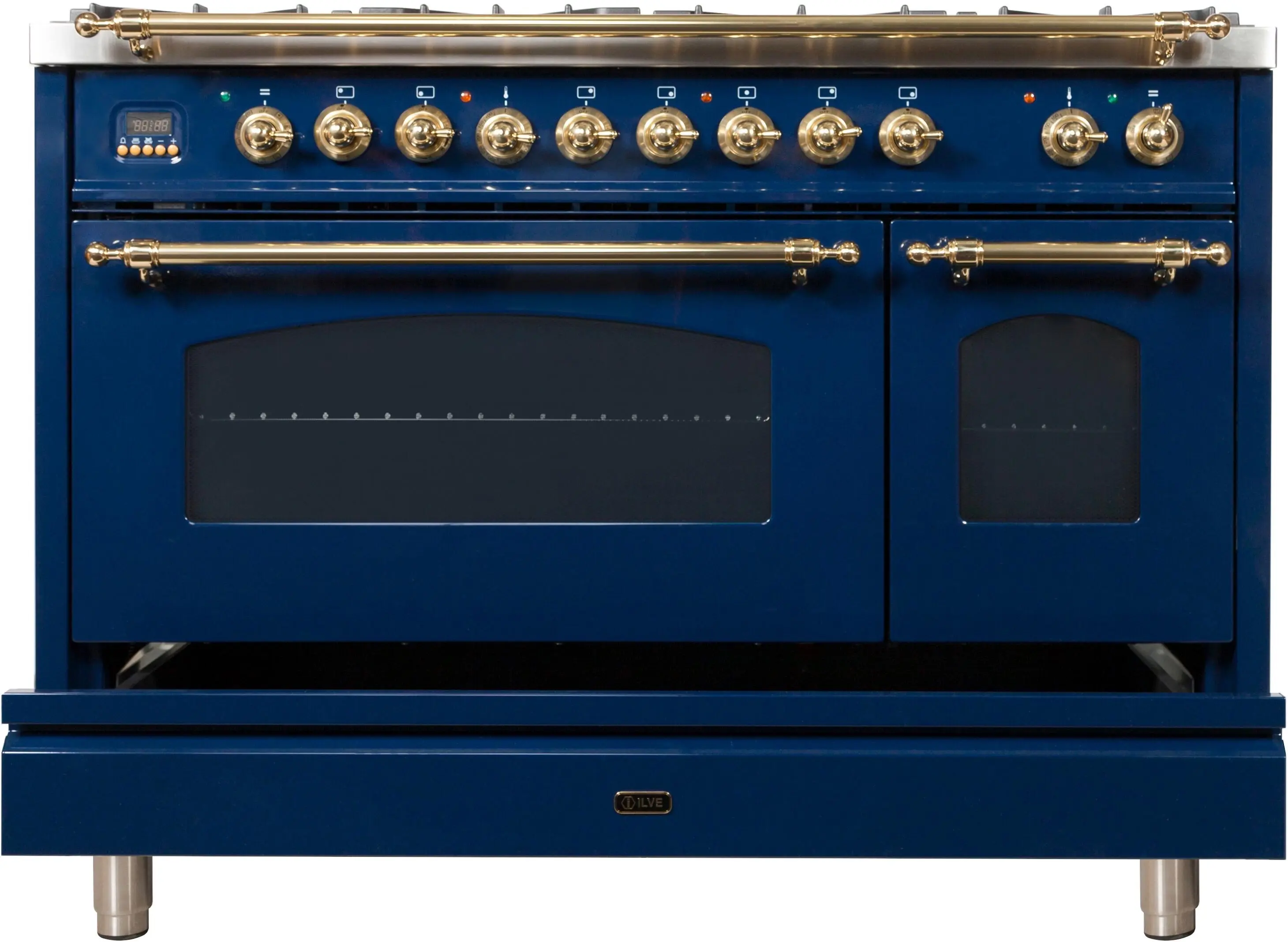 Ilve UPN120FDMPBL Natural Gas In Midnight Blue W/ Brass Trim