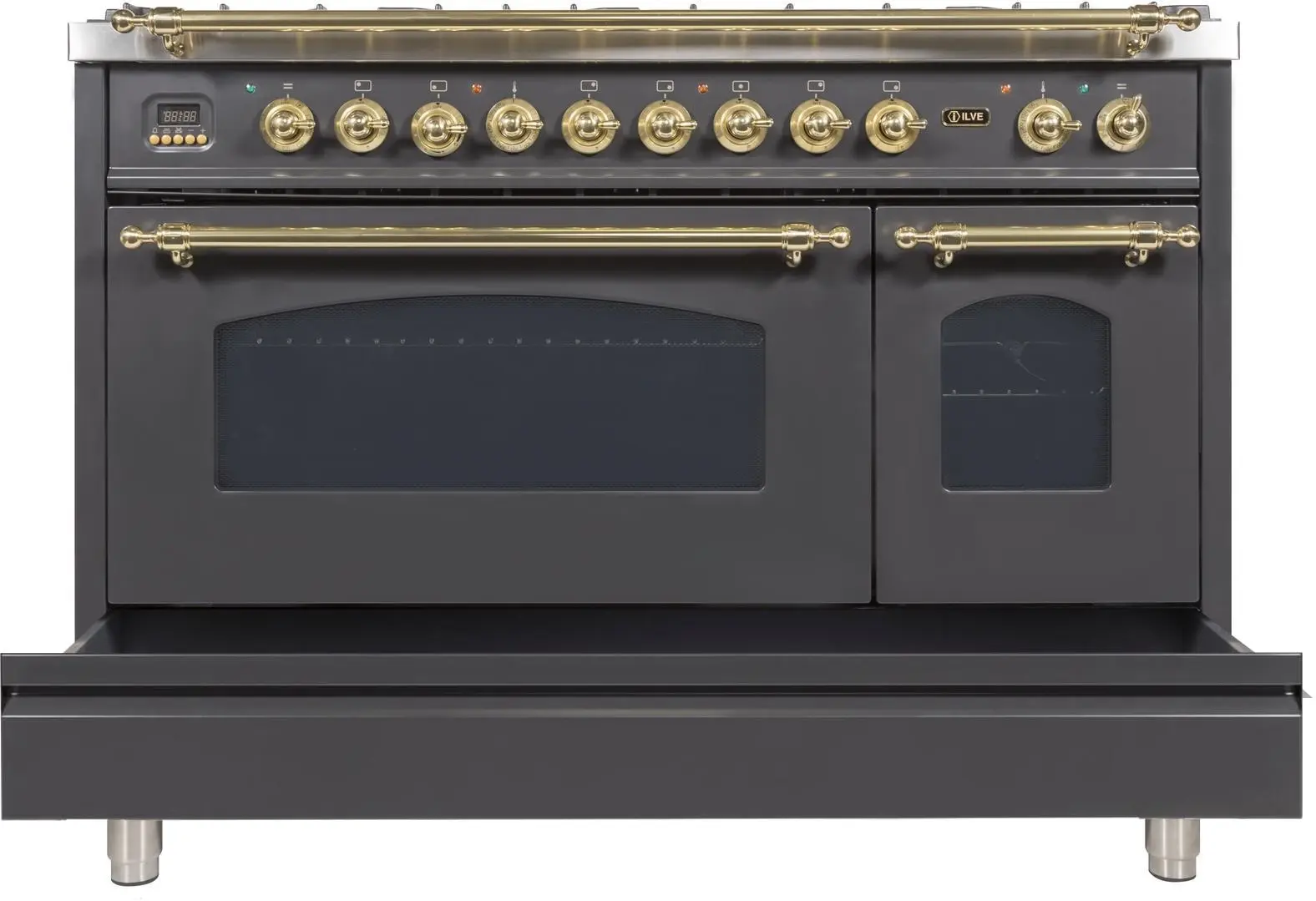 Ilve UPN120FDMPMLP Liquid Propane In Matte Graphite W/ Brass Trim