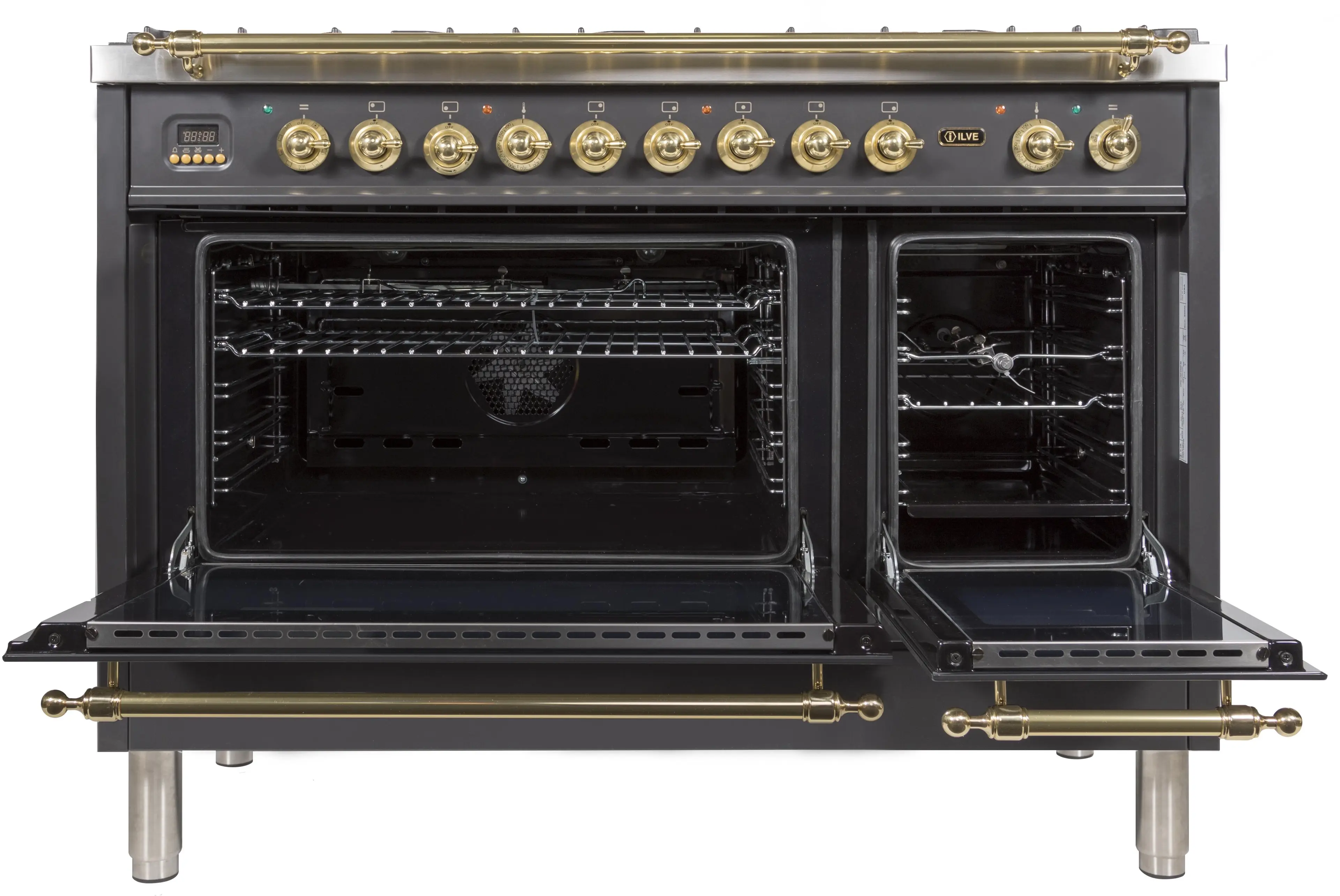 Ilve UPN120FDMPM Natural Gas In Matte Graphite W/ Brass Trim