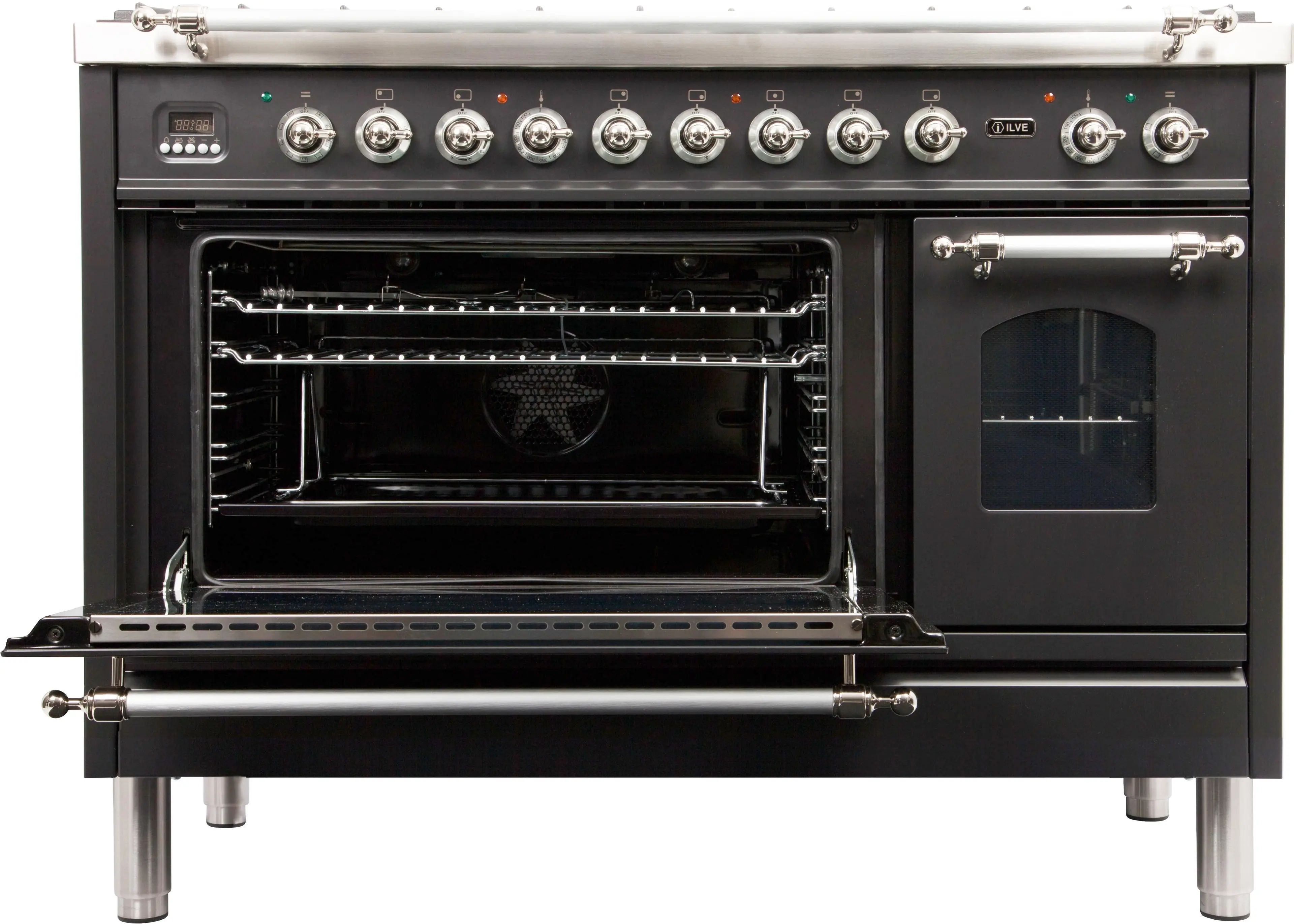 Ilve UPN120FDMPMX Natural Gas In Matte Graphite W/ Chrome Trim