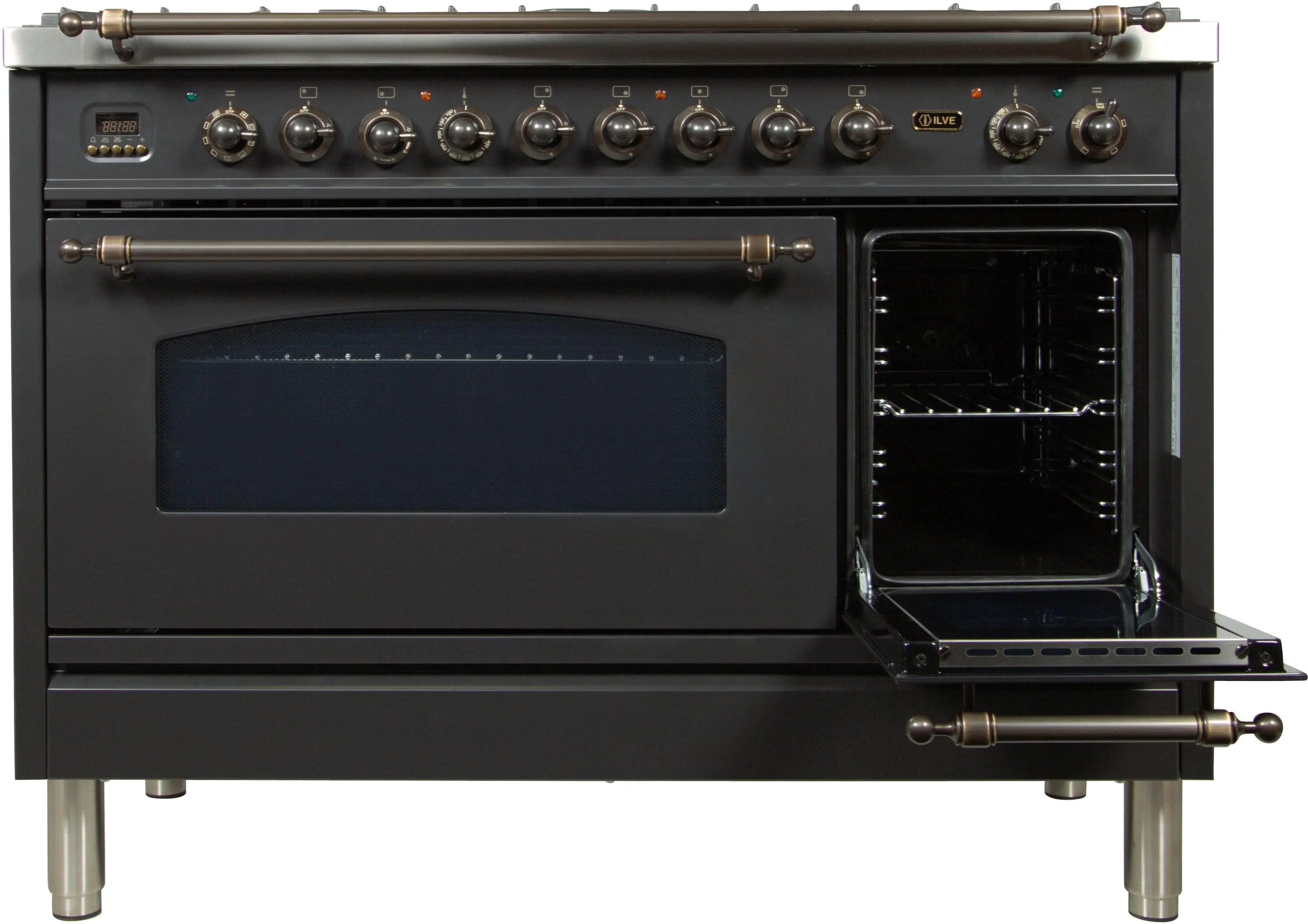 Ilve UPN120FDMPMYLP Liquid Propane In Matte Graphite W/ Bronze Trim