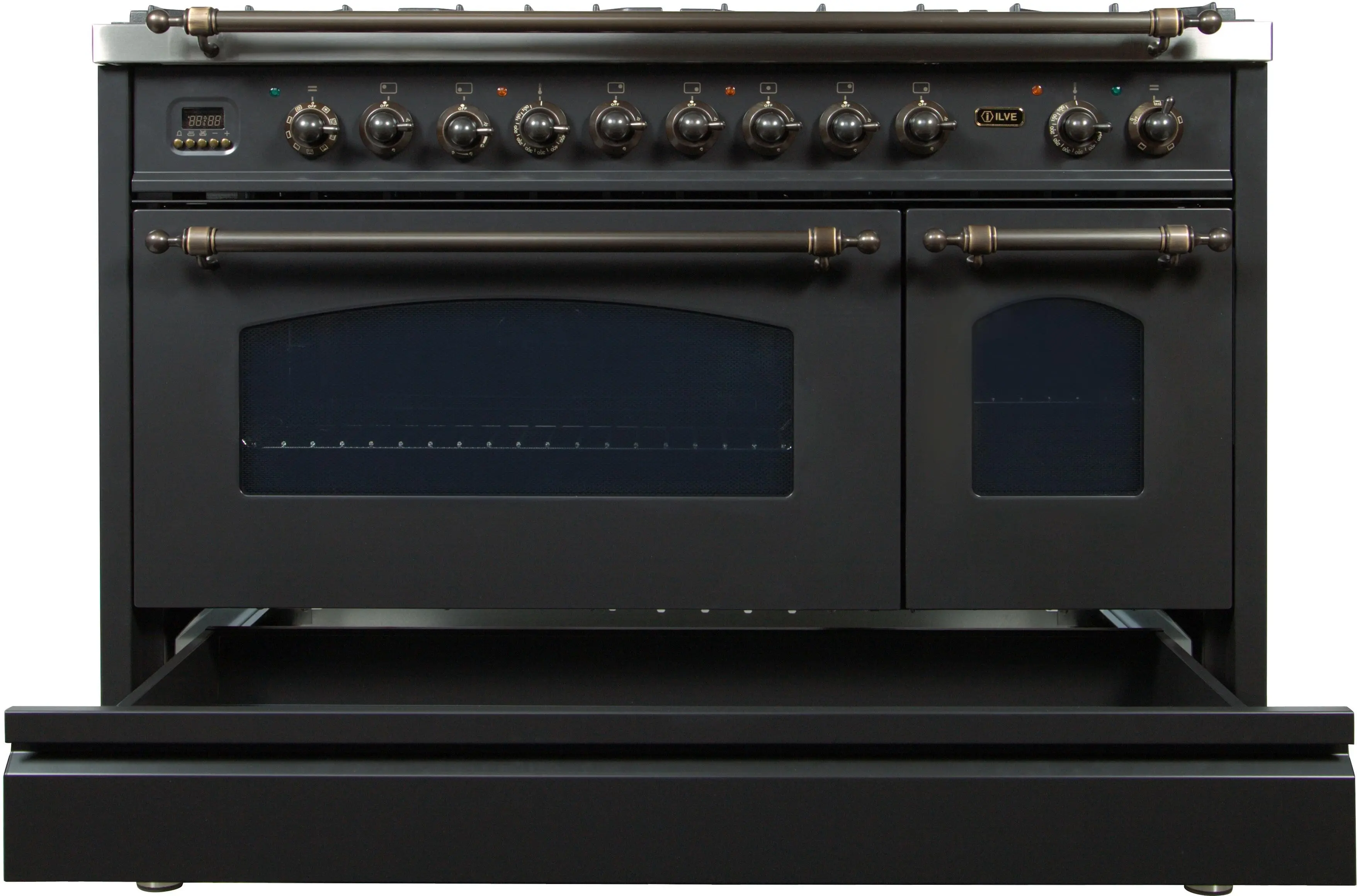 Ilve UPN120FDMPMYLP Liquid Propane In Matte Graphite W/ Bronze Trim
