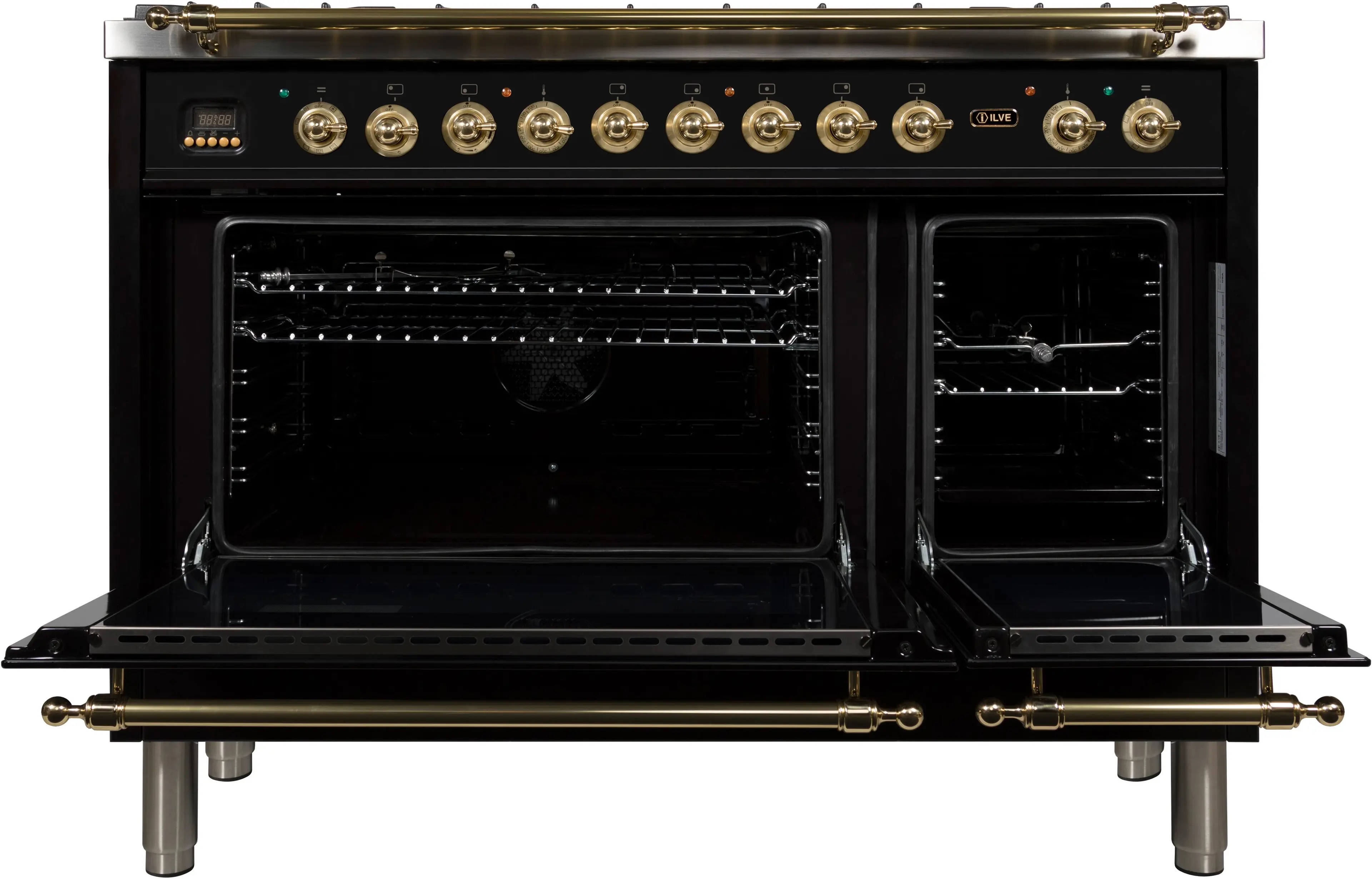 Ilve UPN120FDMPNLP Liquid Propane In Glossy Black W/ Brass Trim