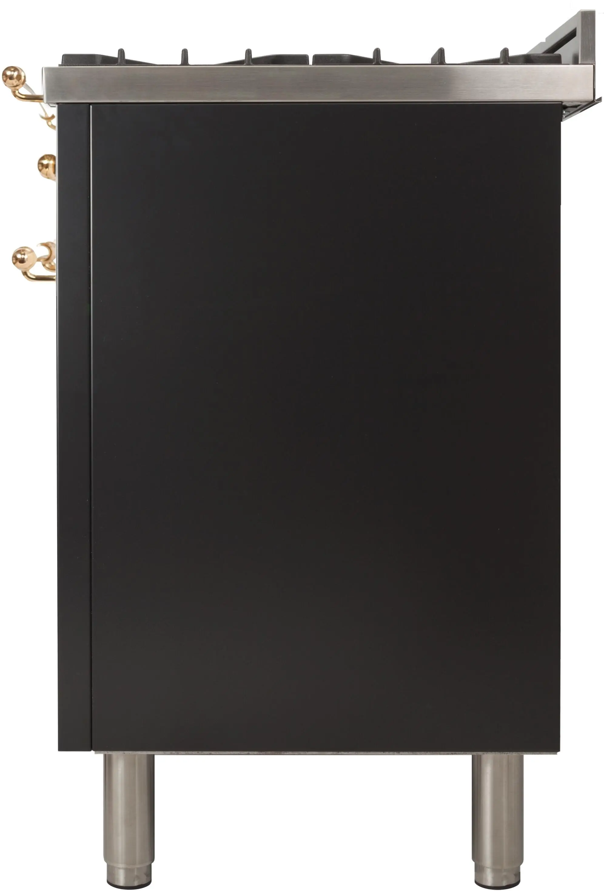 Ilve UPN120FDMPNLP Liquid Propane In Glossy Black W/ Brass Trim