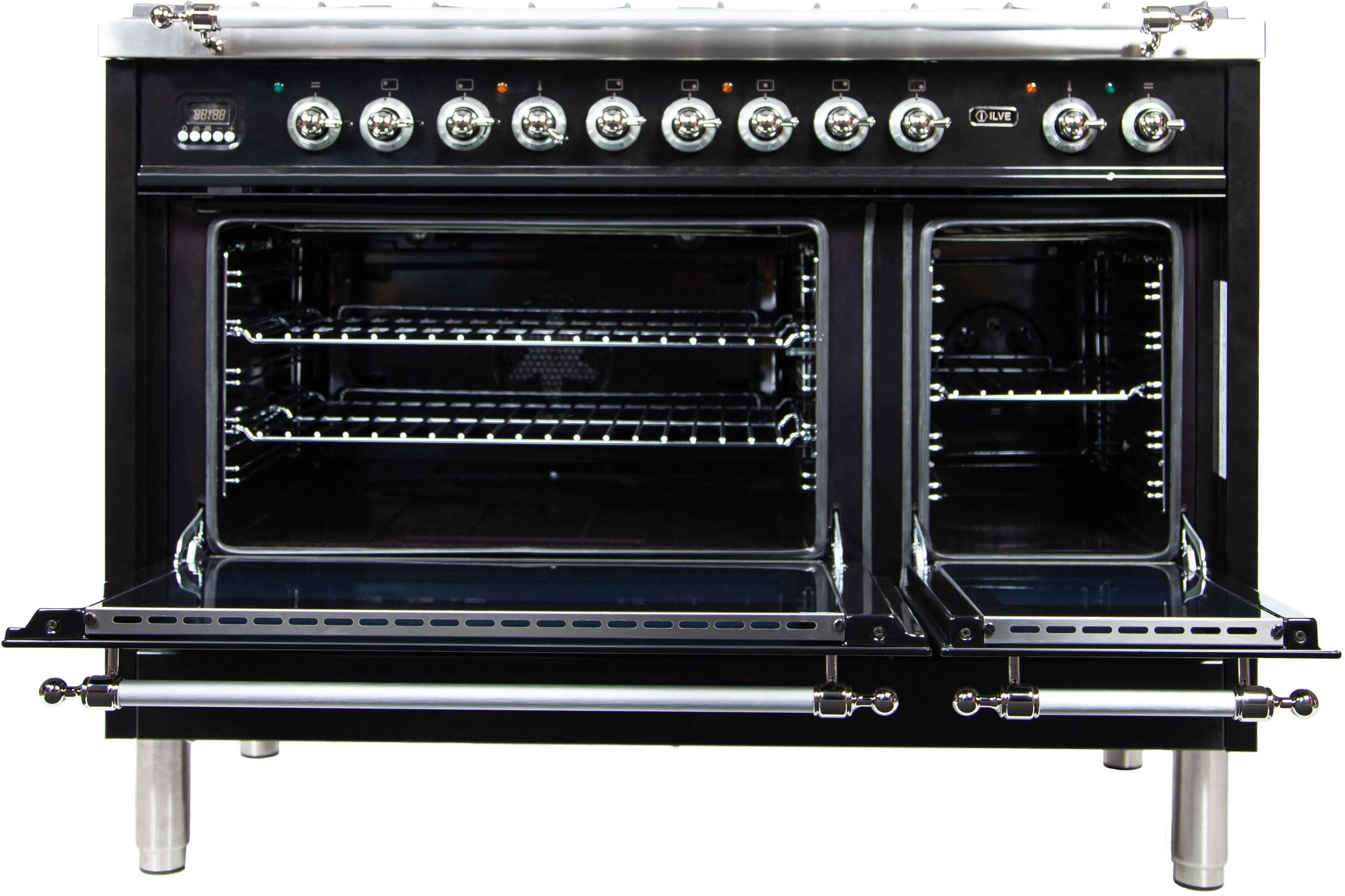 Ilve UPN120FDMPNXLP Liquid Propane In Glossy Black W/ Chrome Trim