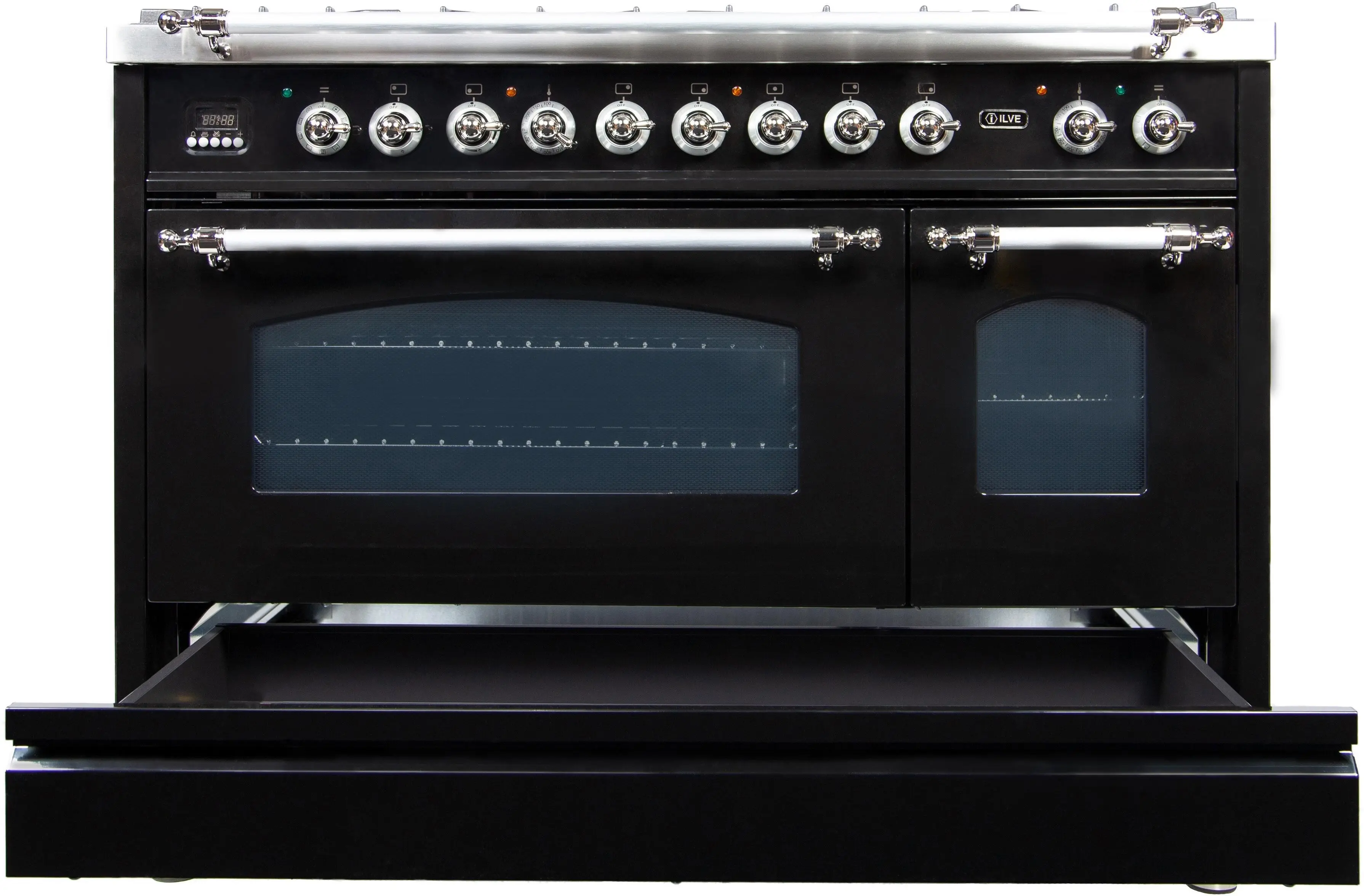 Ilve UPN120FDMPNXLP Liquid Propane In Glossy Black W/ Chrome Trim