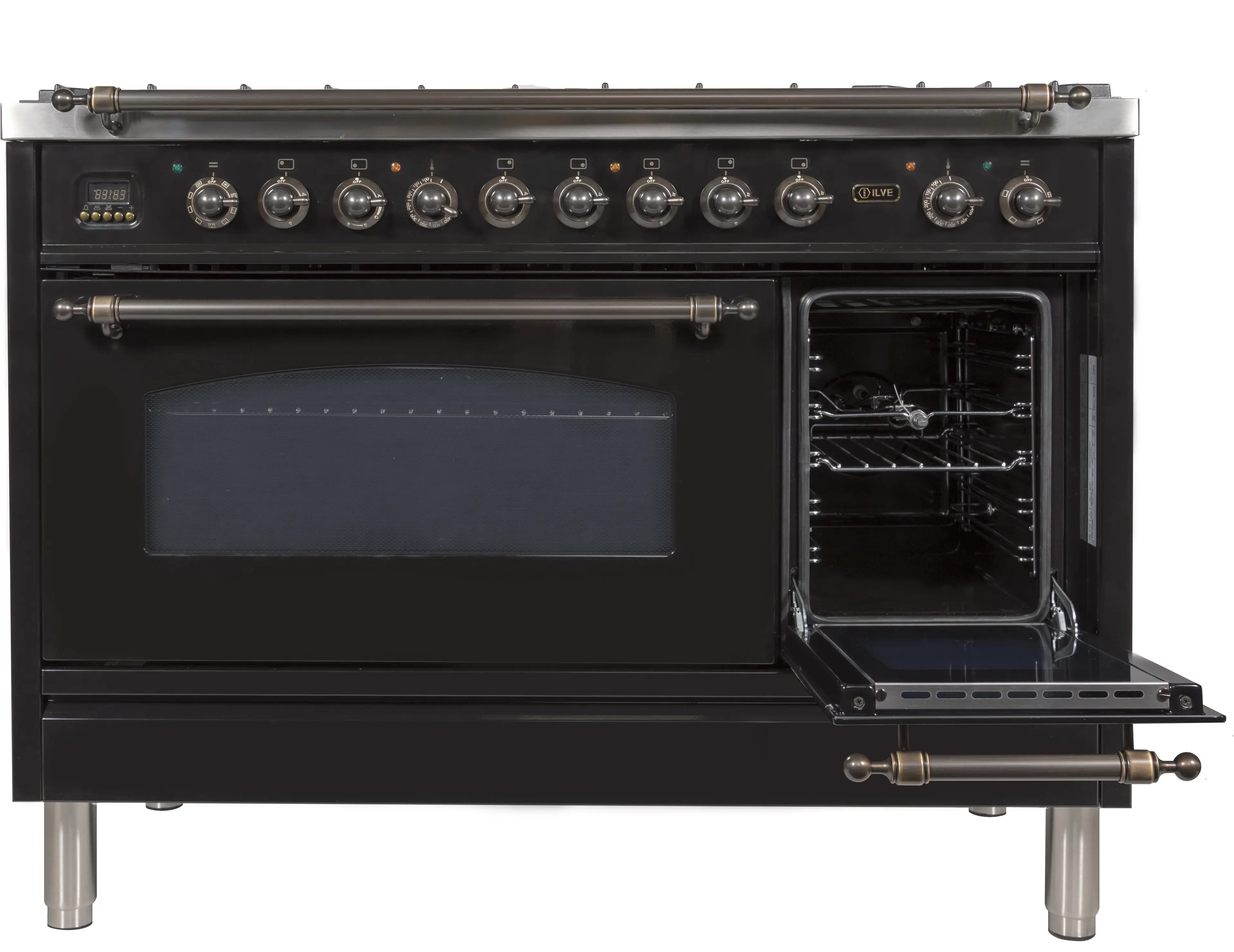 Ilve UPN120FDMPNYLP Liquid Propane In Glossy Black W/ Bronze Trim