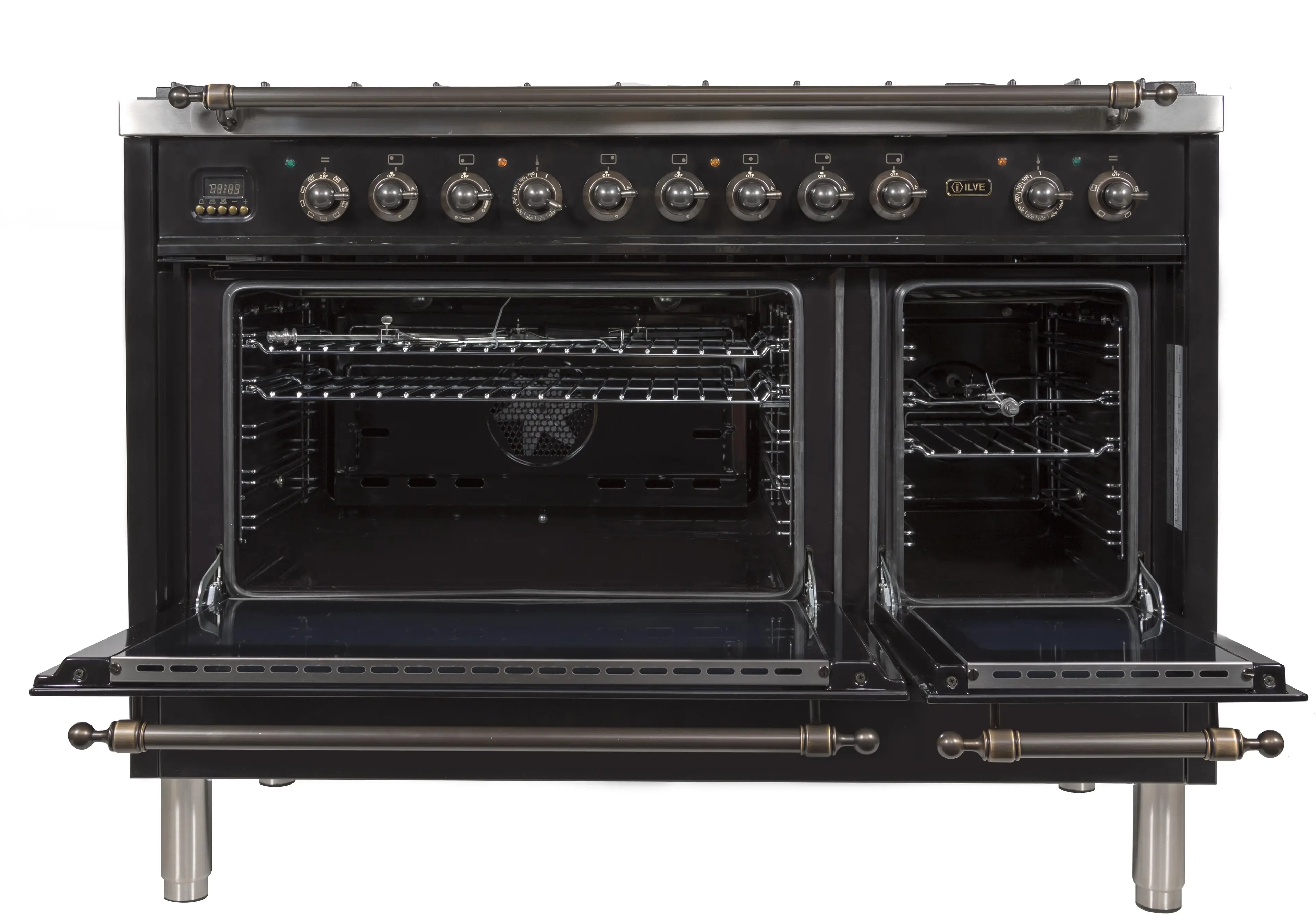 Ilve UPN120FDMPNY Natural Gas In Glossy Black W/ Bronze Trim