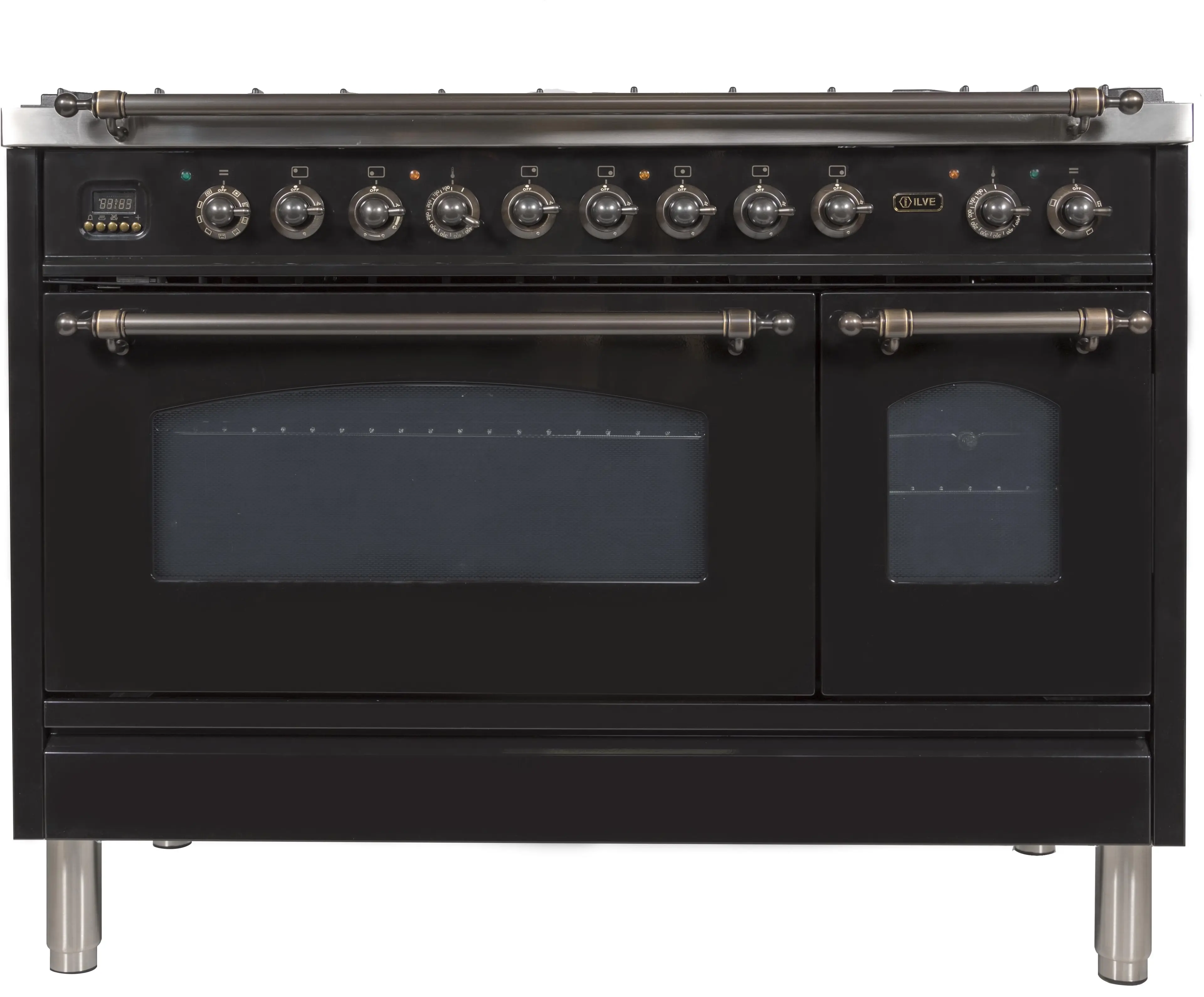 Ilve UPN120FDMPNY Natural Gas In Glossy Black W/ Bronze Trim
