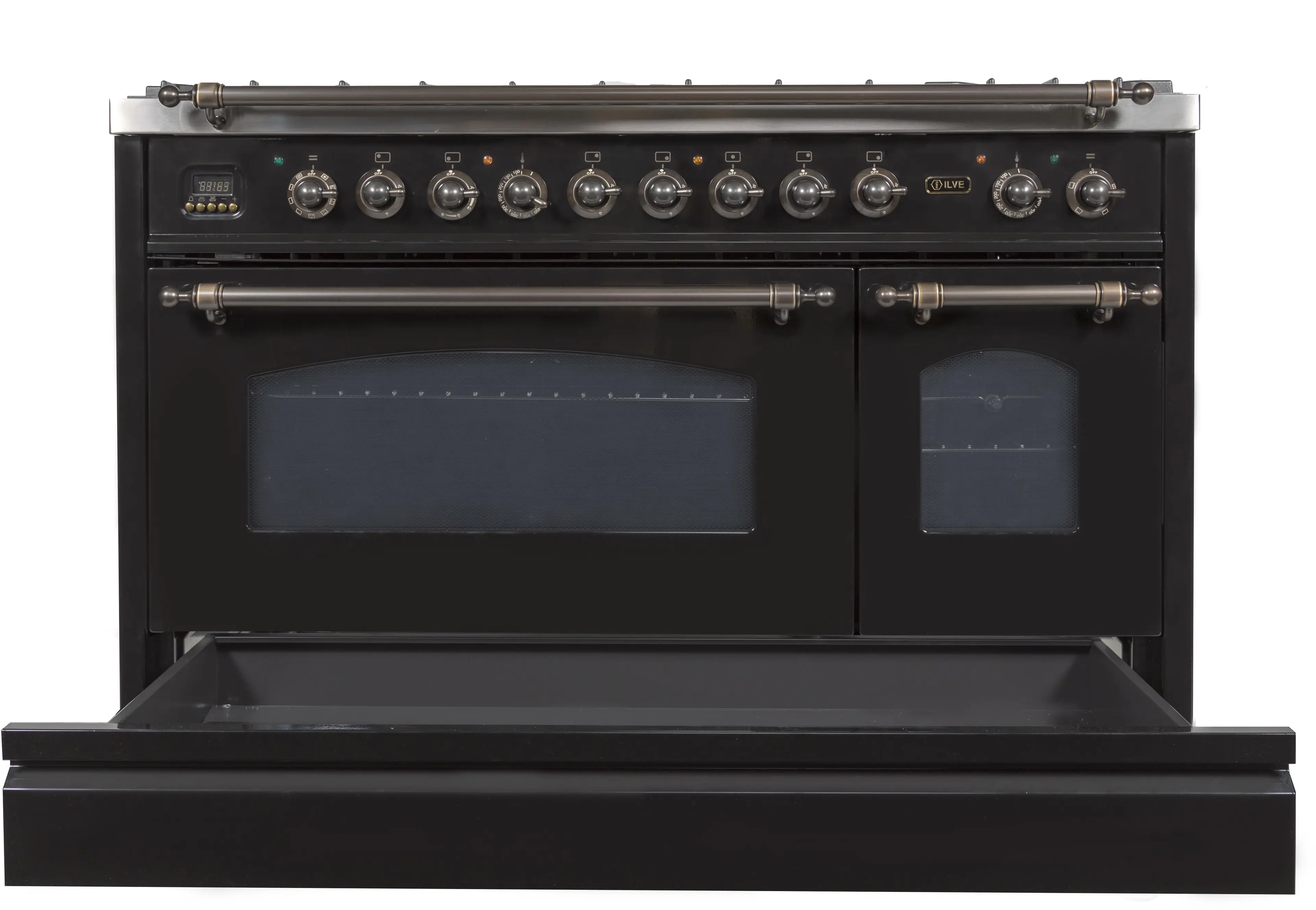 Ilve UPN120FDMPNY Natural Gas In Glossy Black W/ Bronze Trim