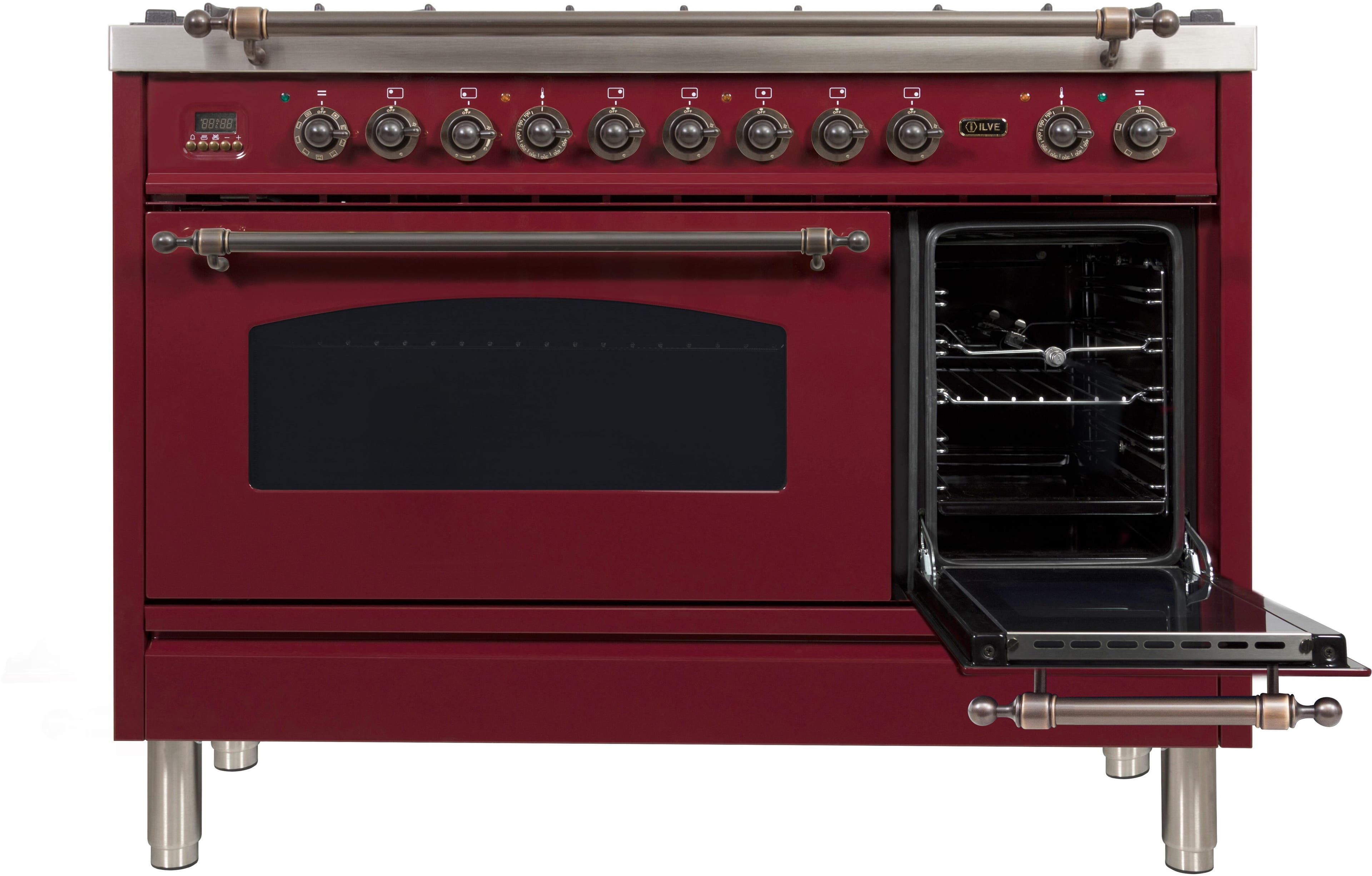 Ilve UPN120FDMPRBYLP Liquid Propane In Burgundy W/ Bronze Trim