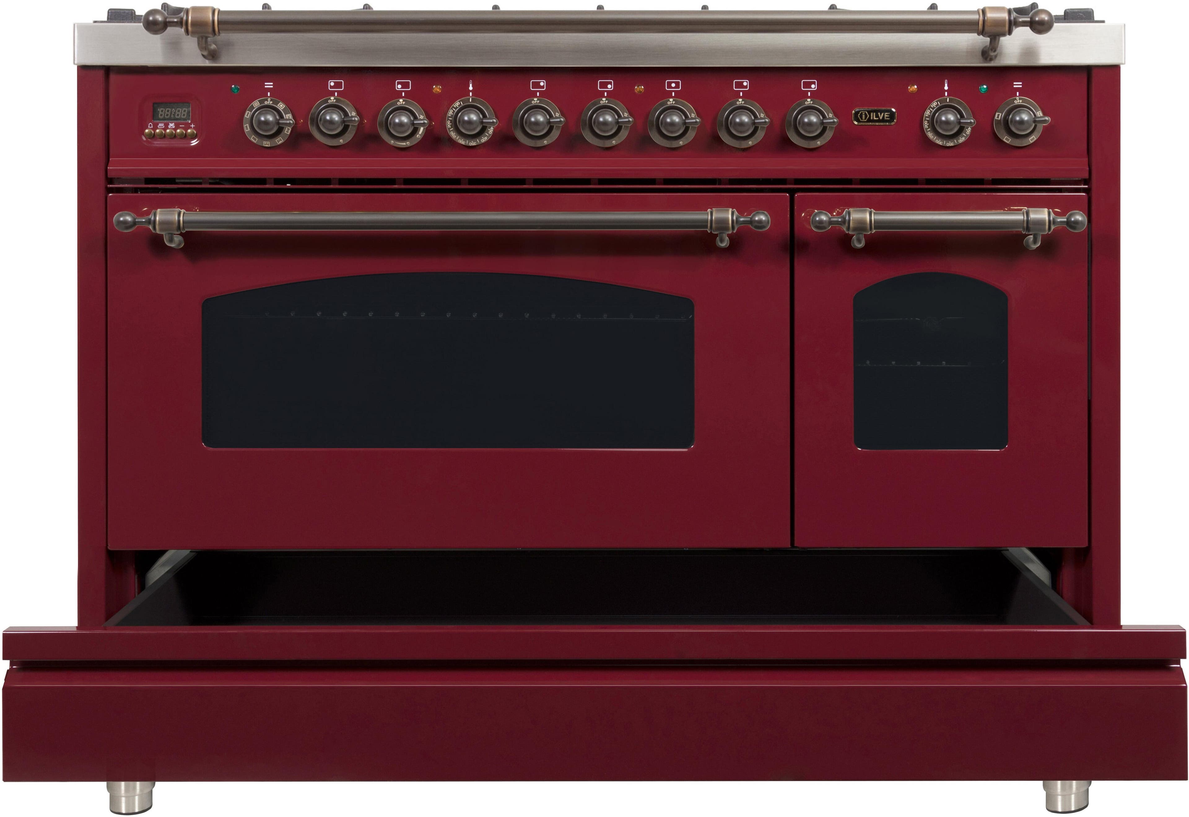 Ilve UPN120FDMPRBYLP Liquid Propane In Burgundy W/ Bronze Trim