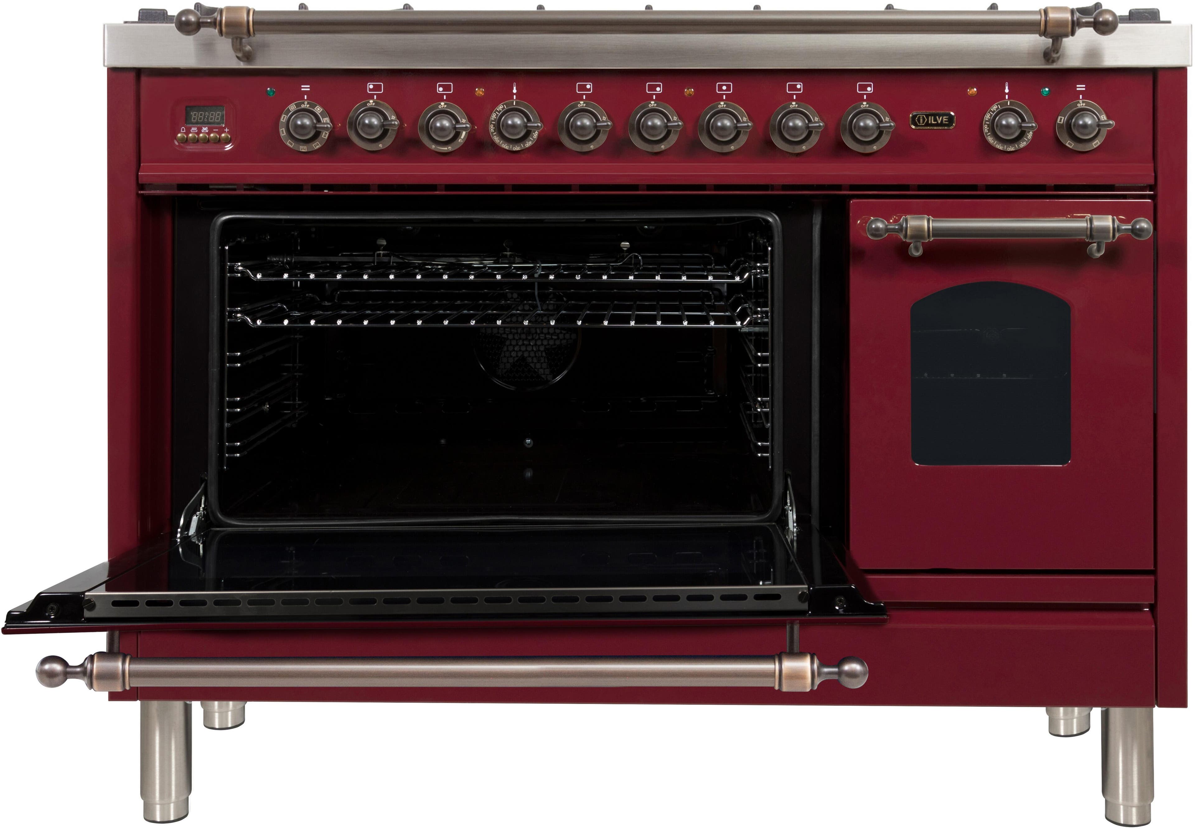 Ilve UPN120FDMPRBY Natural Gas In Burgundy W/ Bronze Trim