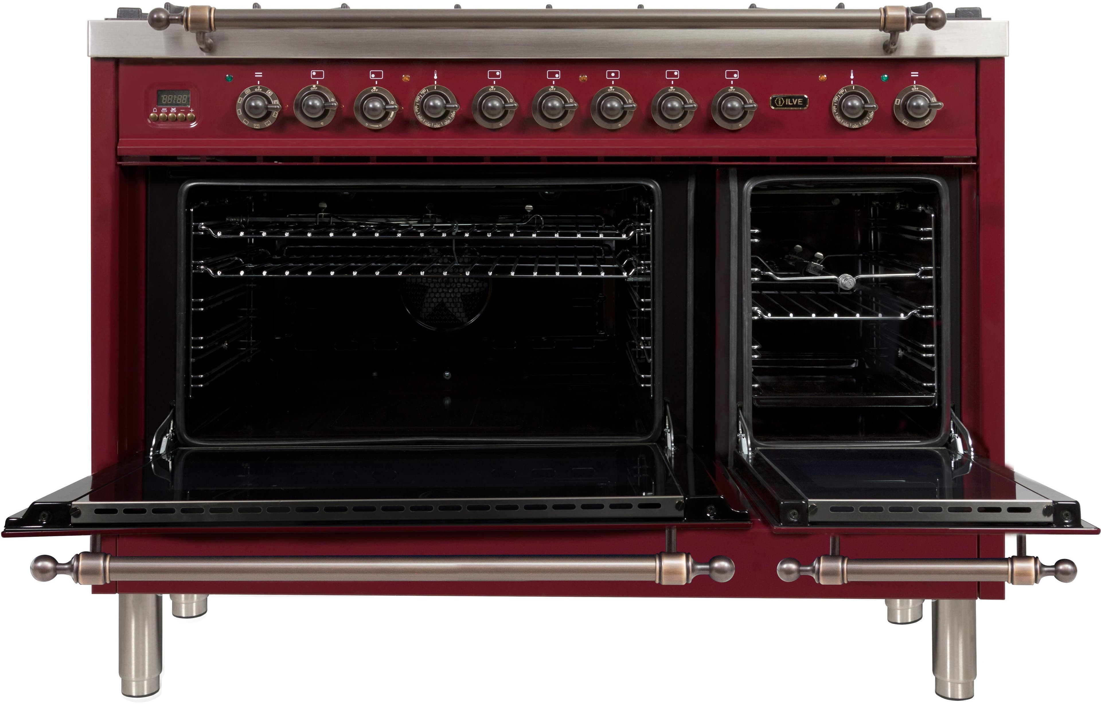 Ilve UPN120FDMPRBY Natural Gas In Burgundy W/ Bronze Trim