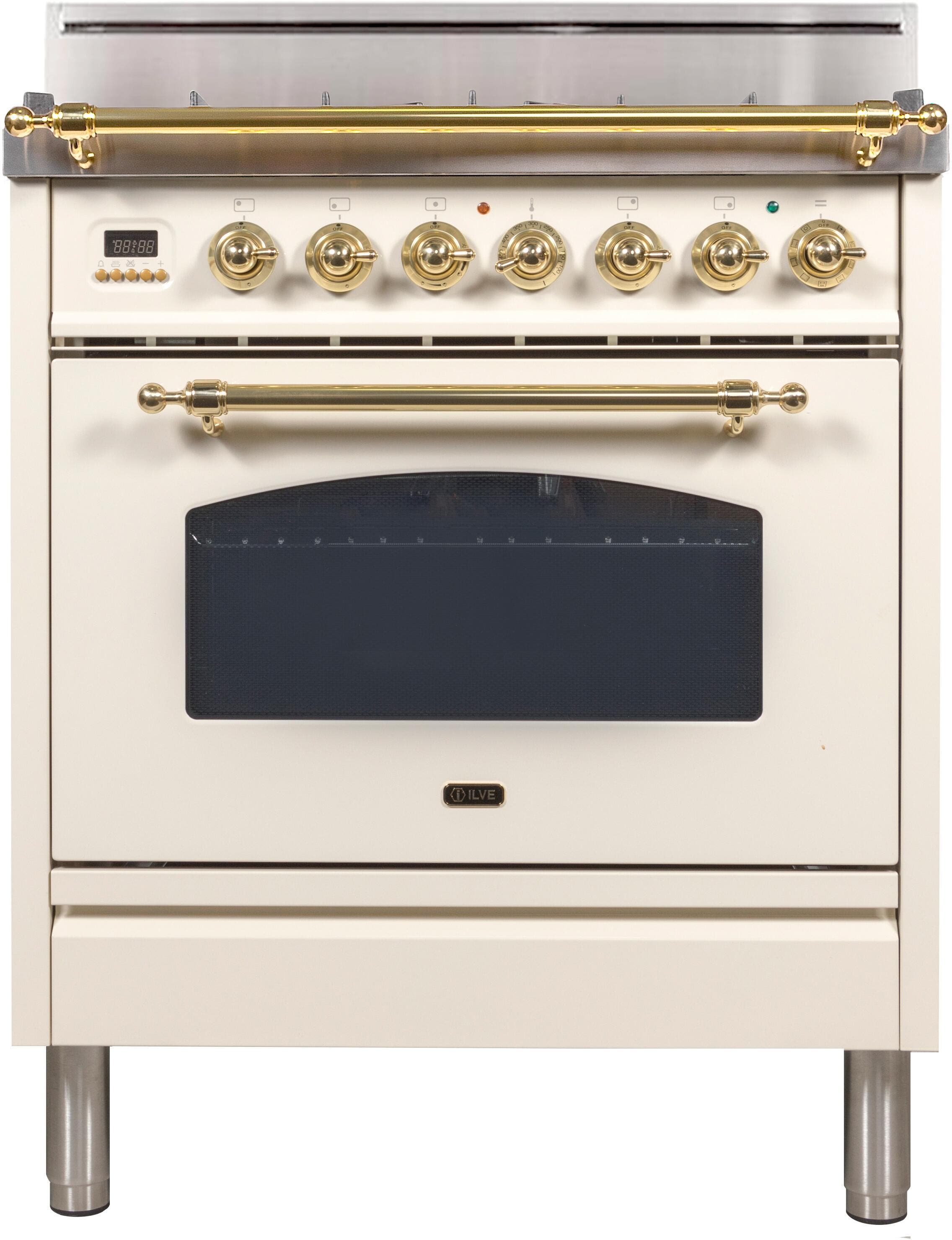 Ilve UPN76DVGGA Antique White, Brass Trim