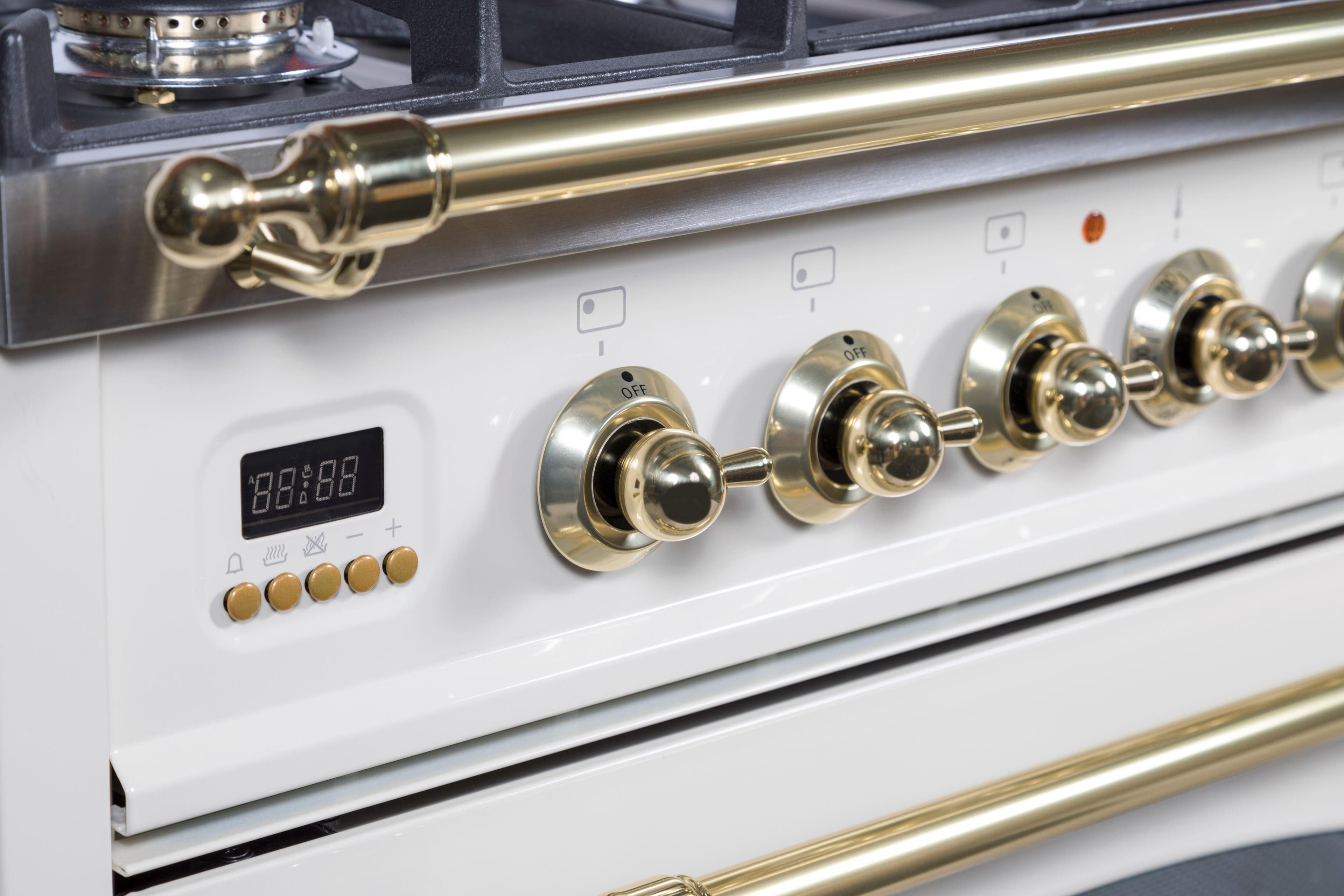 Ilve UPN76DVGGALP Liquid Propane In Antique White W/ Brass Trim