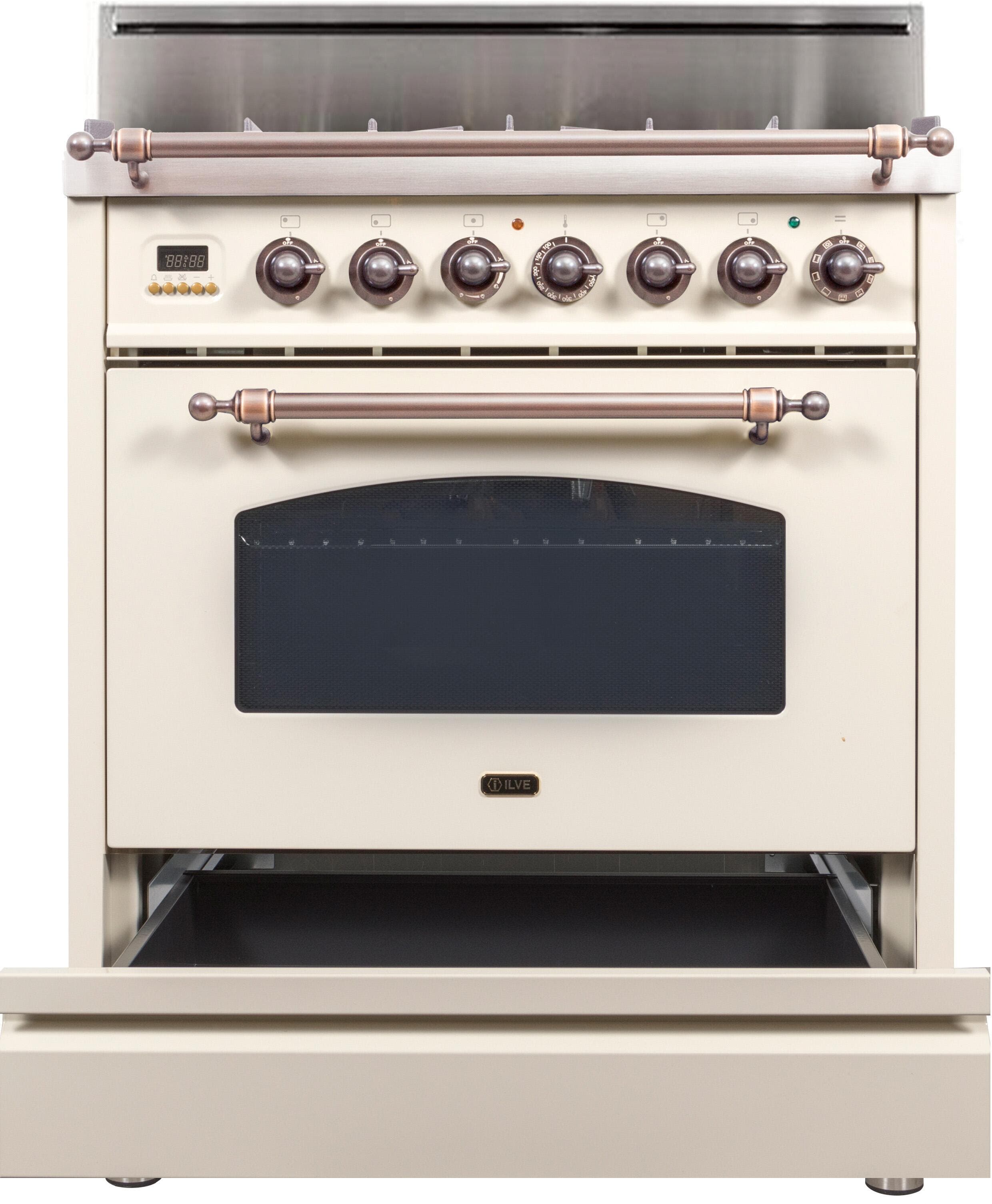 Ilve UPN76DVGGAY Antique White, Oil Rubbed Bronze Trim