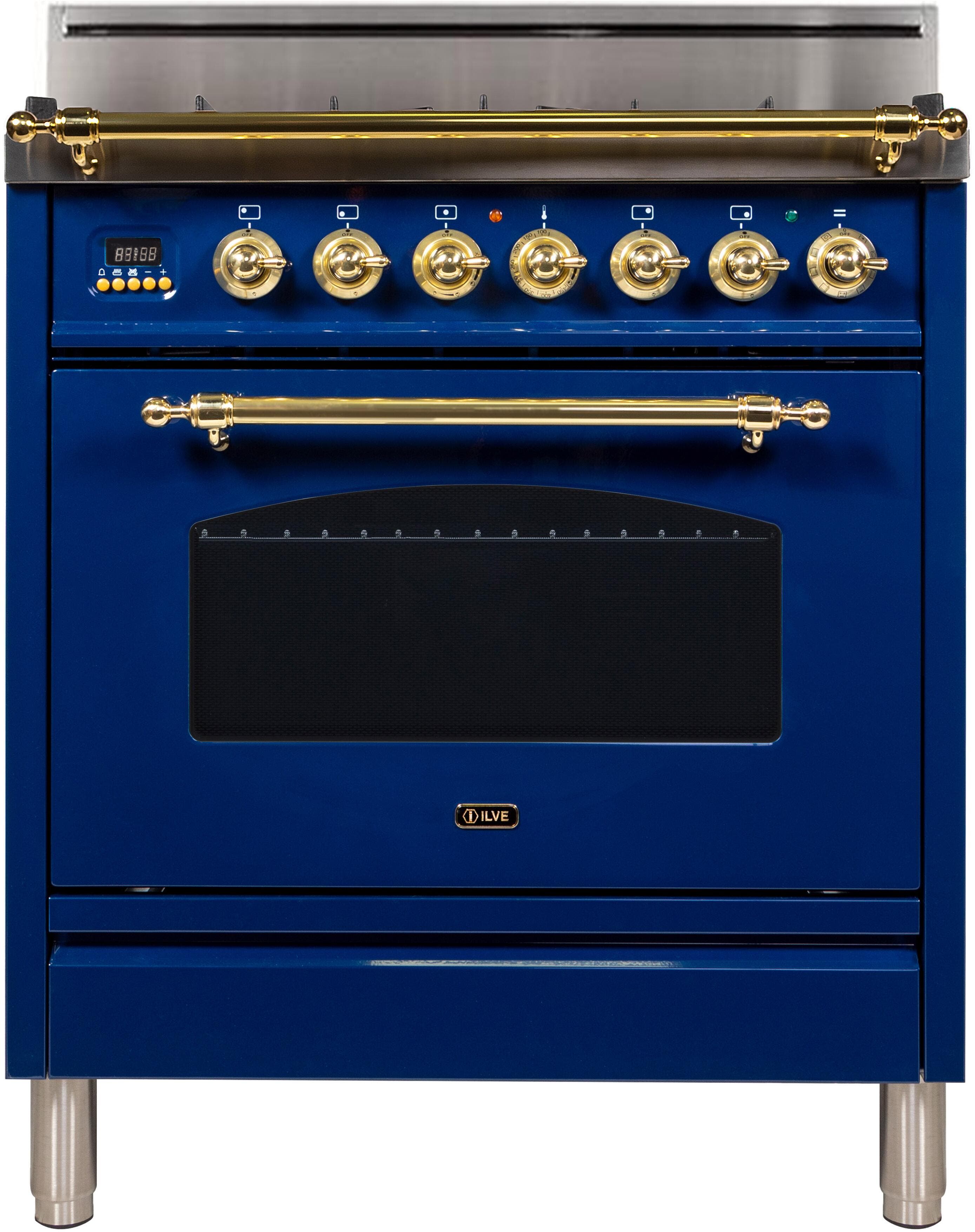 Ilve UPN76DVGGBLLP Liquid Propane In Midnight Blue W/ Brass Trim