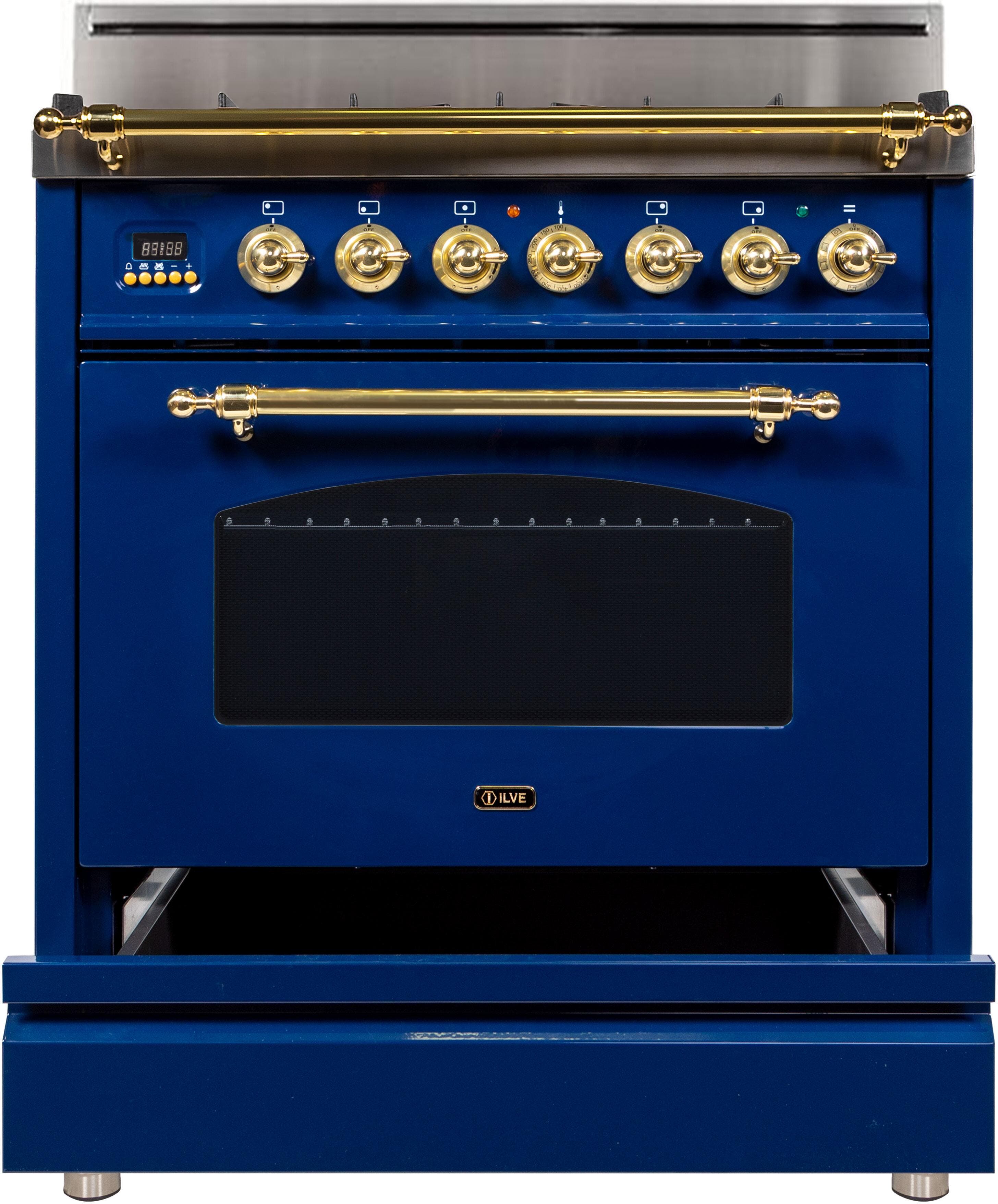 Ilve UPN76DVGGBLLP Liquid Propane In Midnight Blue W/ Brass Trim