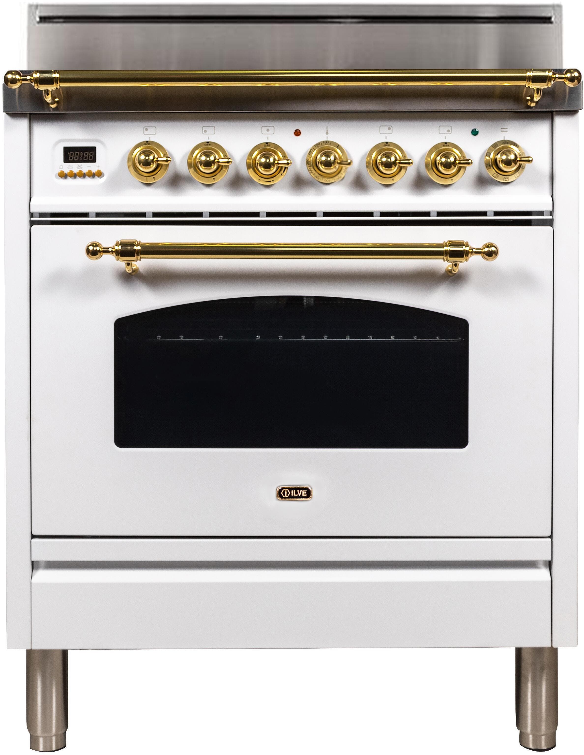 Ilve UPN76DVGGBLP Liquid Propane In White W/ Brass Trim