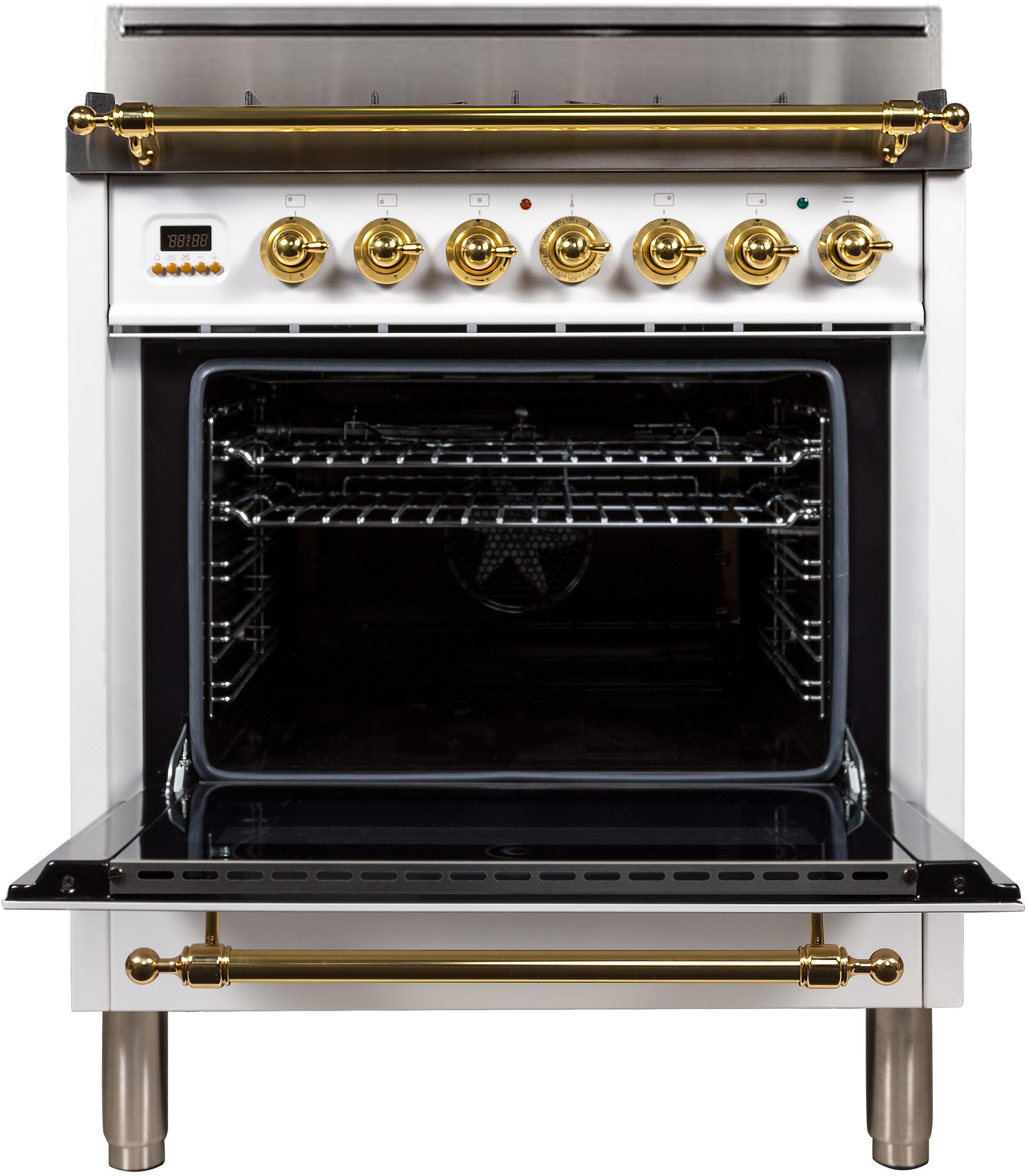 Ilve UPN76DVGGBLP Liquid Propane In White W/ Brass Trim