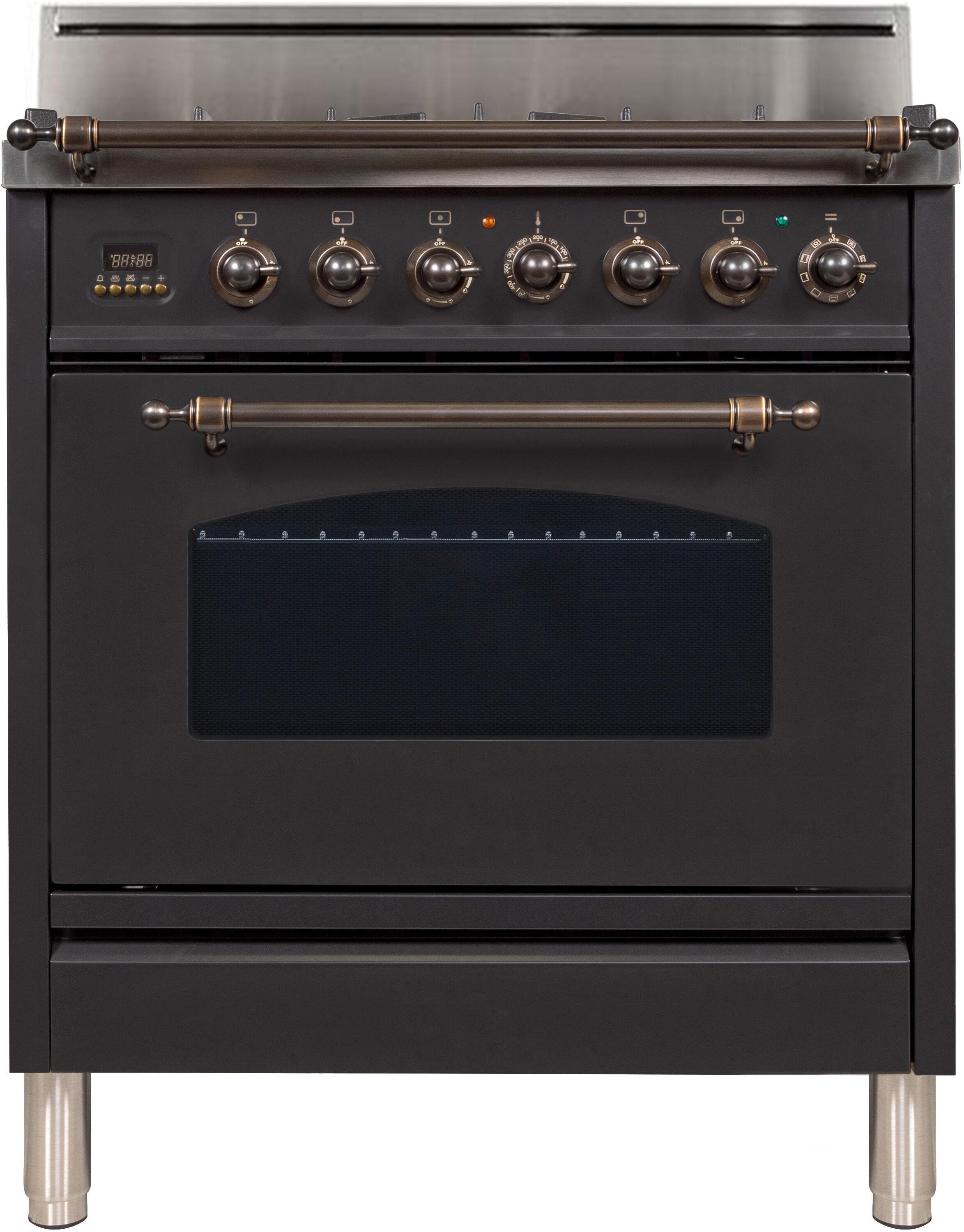 Ilve UPN76DVGGMYLP Liquid Propane In Matte Graphite W/ Bronze Trim