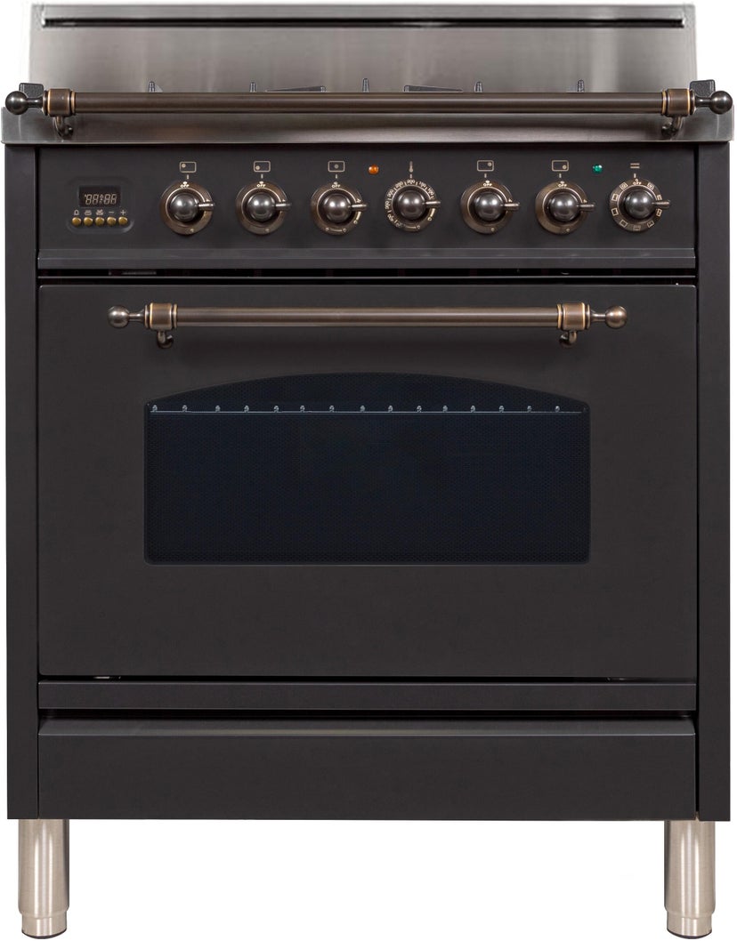 Ilve UPN76DVGGMYLP 30" Freestanding Gas Range w/ 5 Sealed Burners, Do...