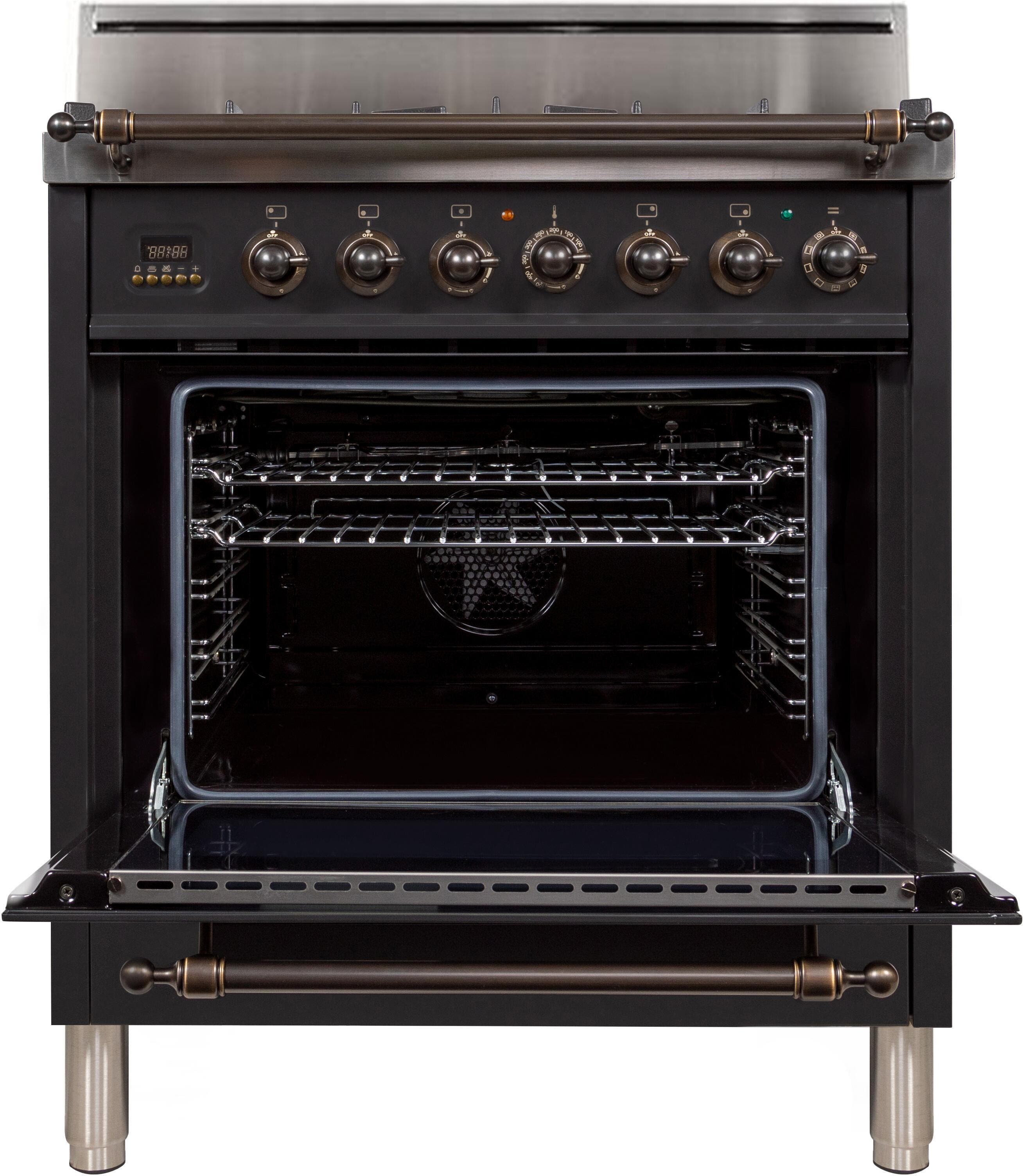 Ilve UPN76DVGGMYLP Liquid Propane In Matte Graphite W/ Bronze Trim