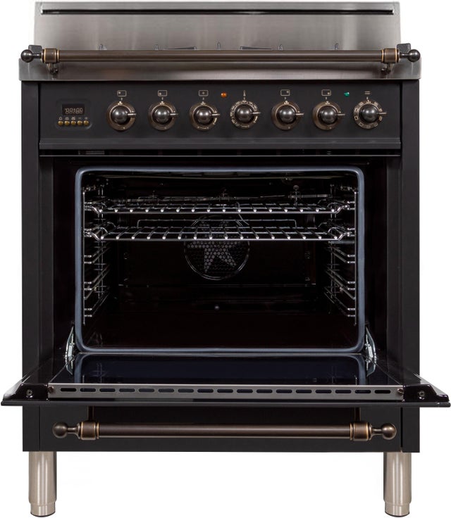Ilve UPN76DVGGMYLP 30" Freestanding Gas Range w/ 5 Sealed Burners, Do...
