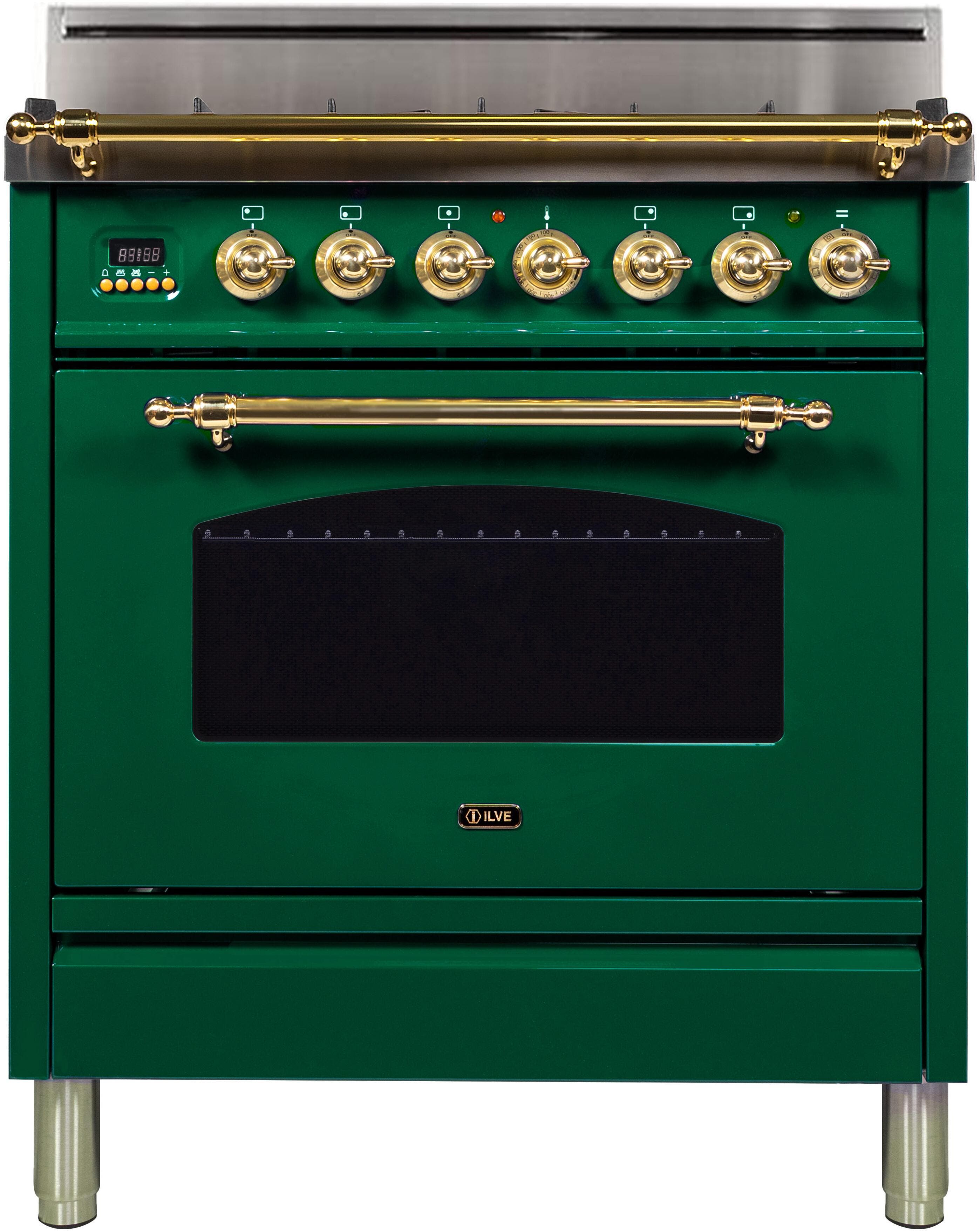 Ilve UPN76DVGGVS Emerald Green, Brass Trim