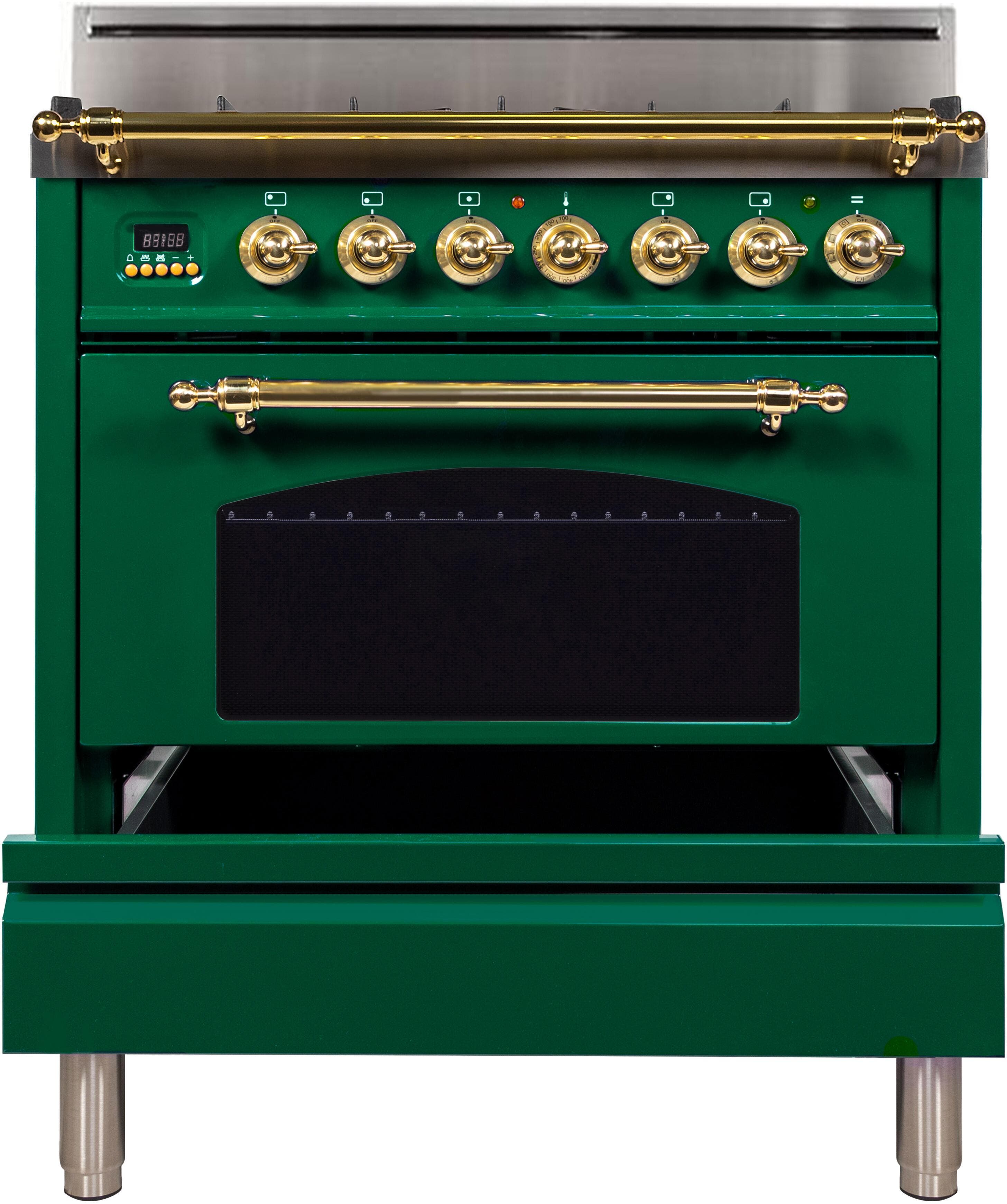 Ilve UPN76DVGGVS Emerald Green, Brass Trim
