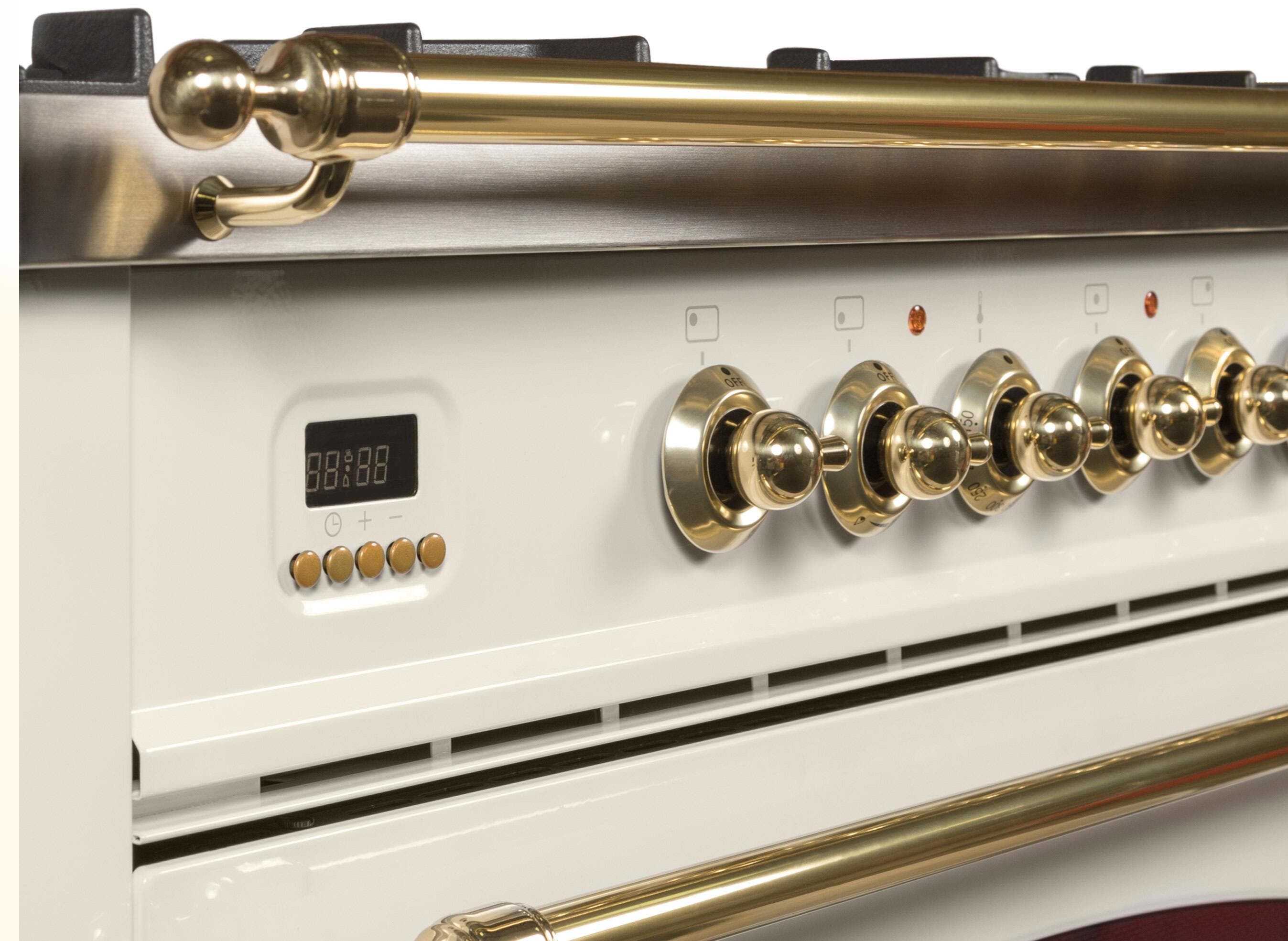 Ilve UPN90FDMPALP Liquid Propane In Antique White W/ Brass Trim
