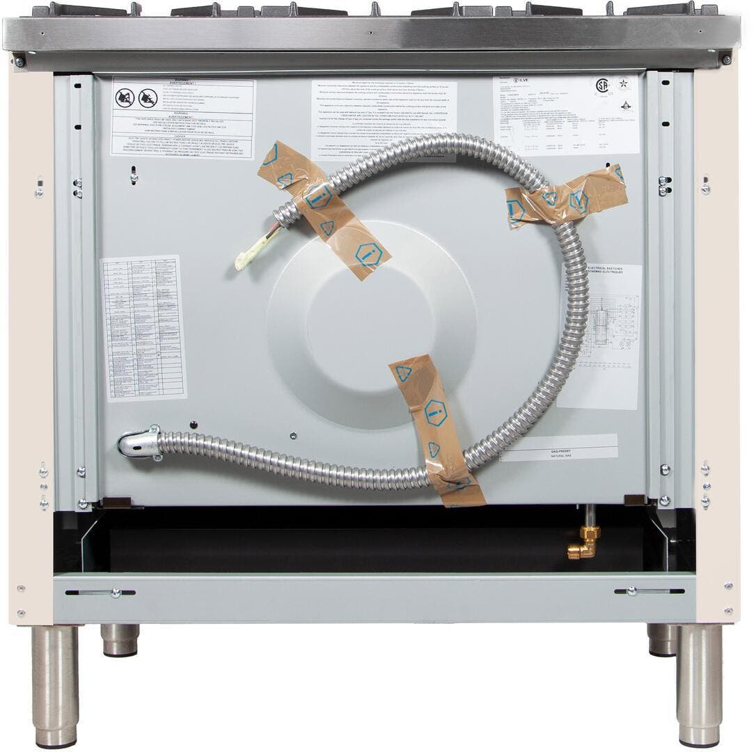 Ilve UPN90FDMPALP Liquid Propane In Antique White W/ Brass Trim