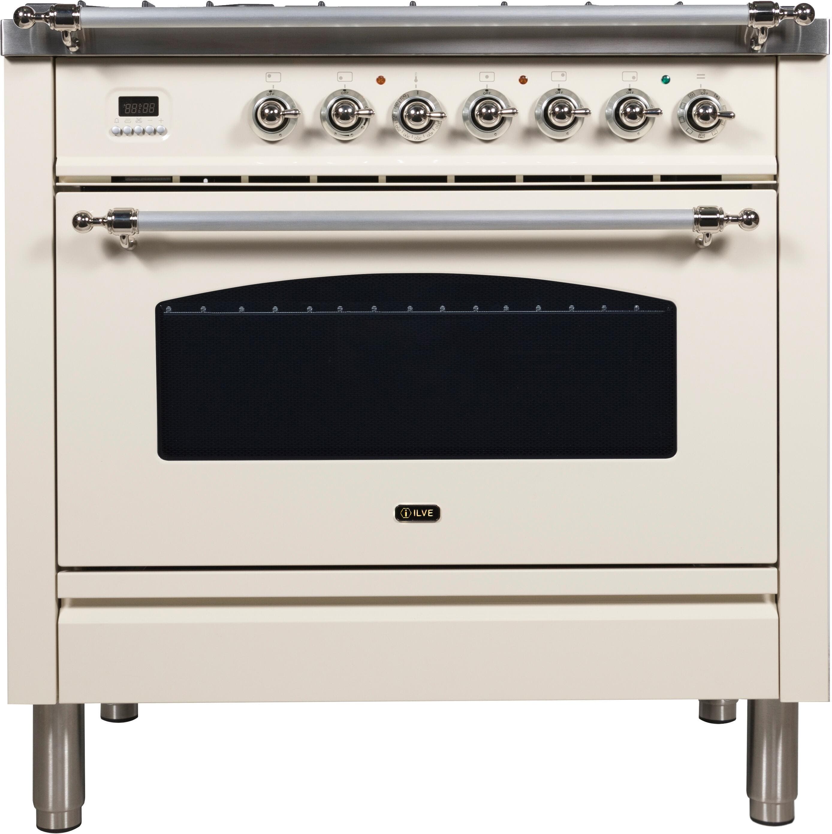 Ilve UPN90FDMPAXLP Liquid Propane In Antique White W/ Chrome Trim